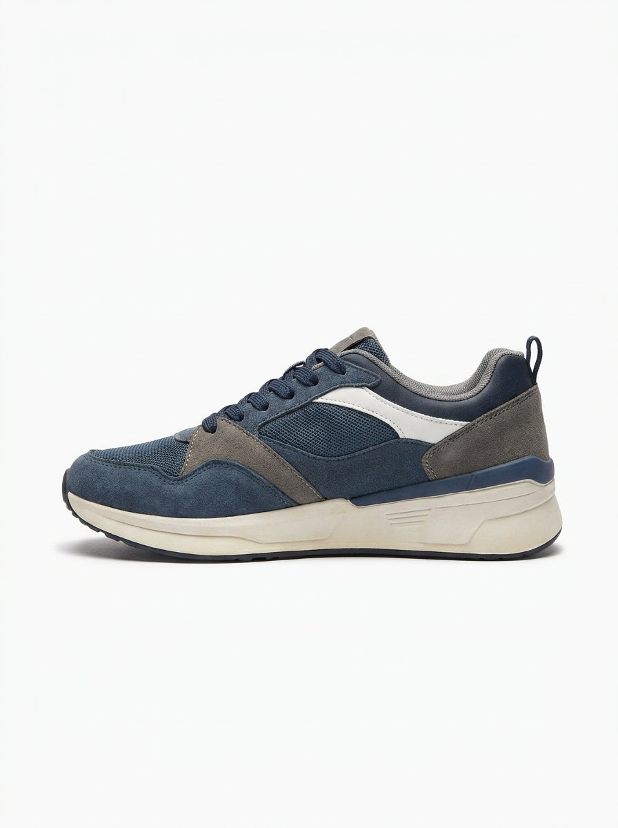 Men’s Navy Blue & Grey Retro Running Sneakers