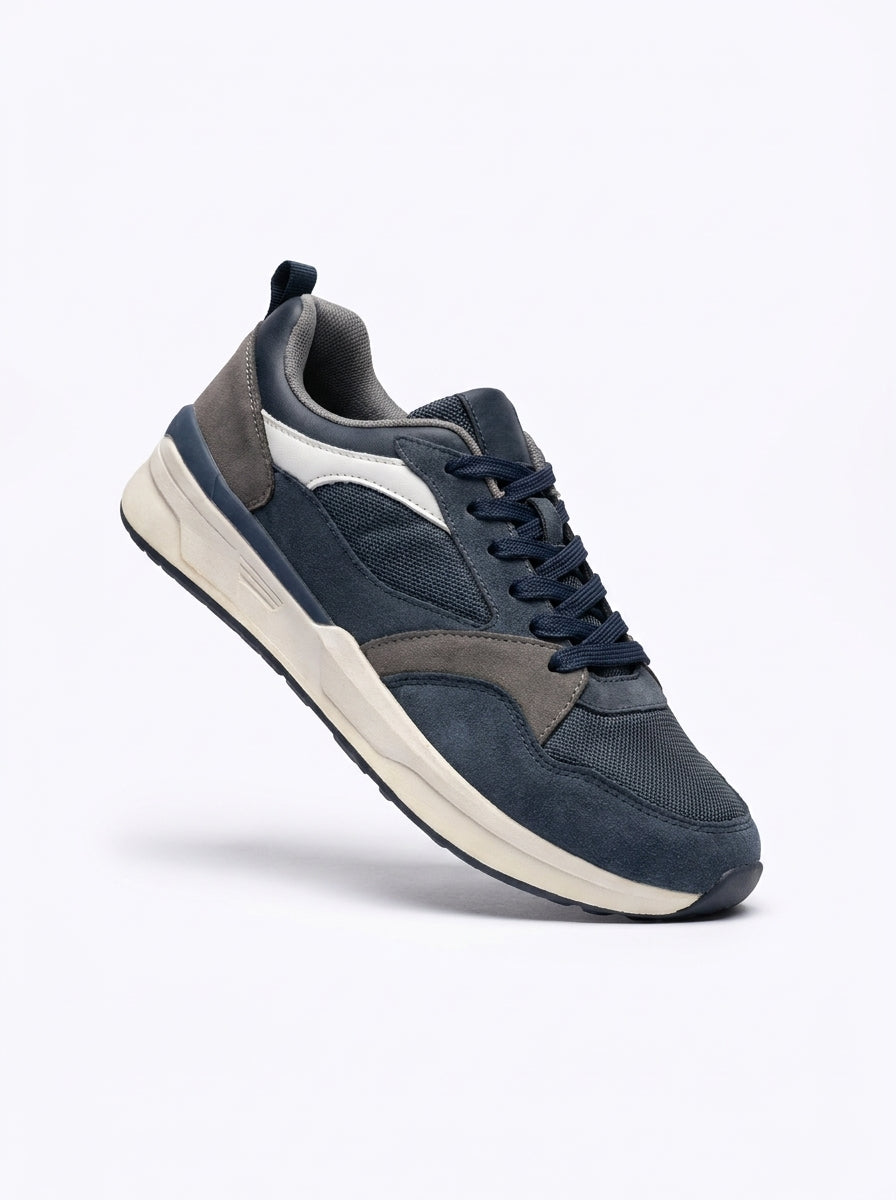 Men’s Navy Blue & Grey Retro Running Sneakers