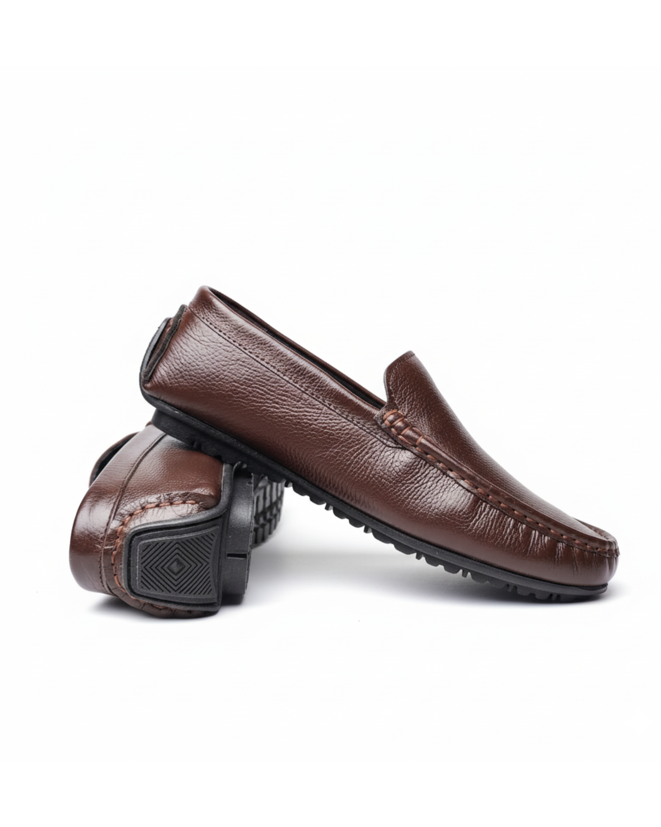Handcrafted Leather Slip-On Moccasins Chocolate Brown