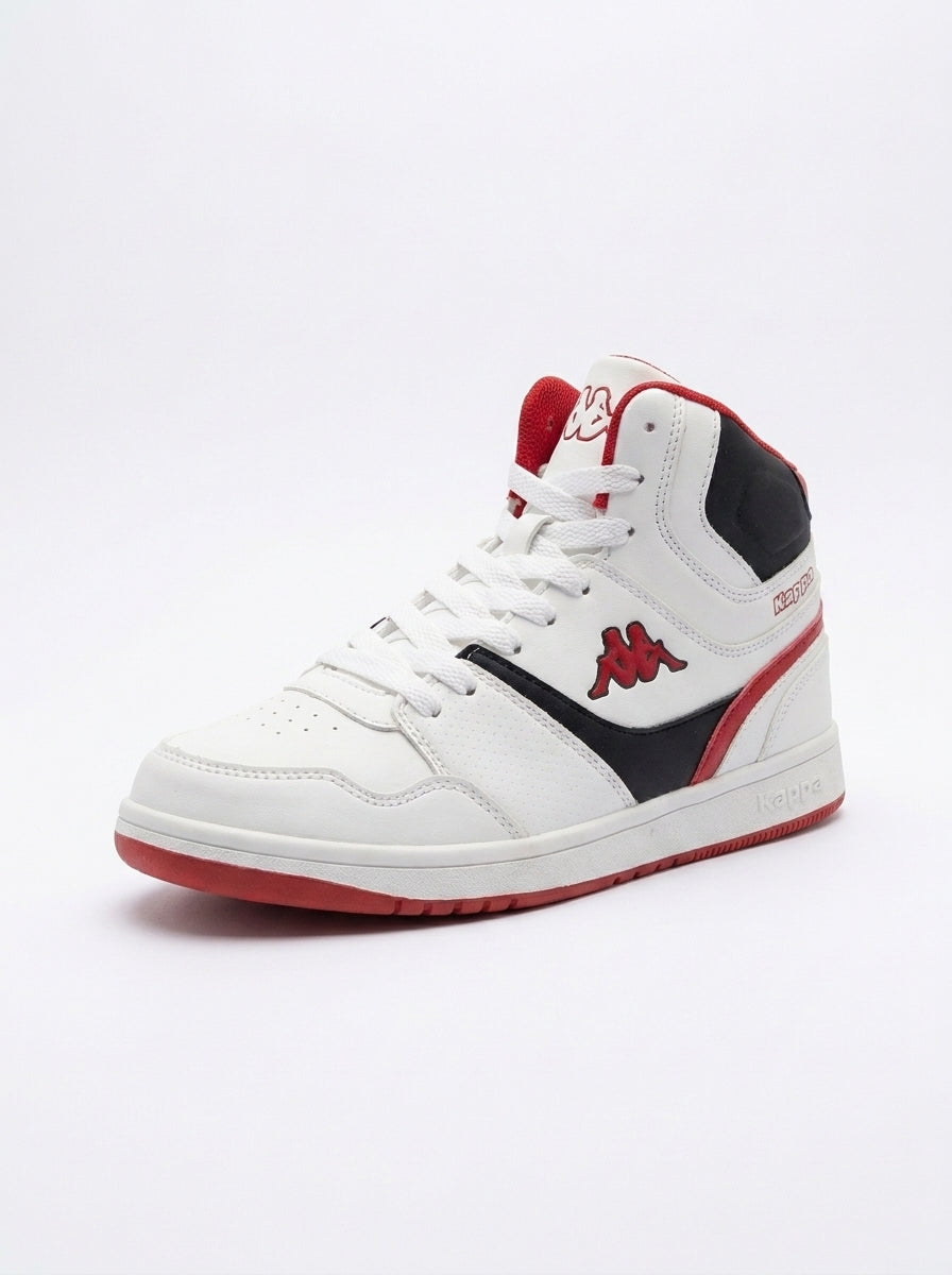 Women’s Kappa High-Top Casual Sneakers – White, Red & Black