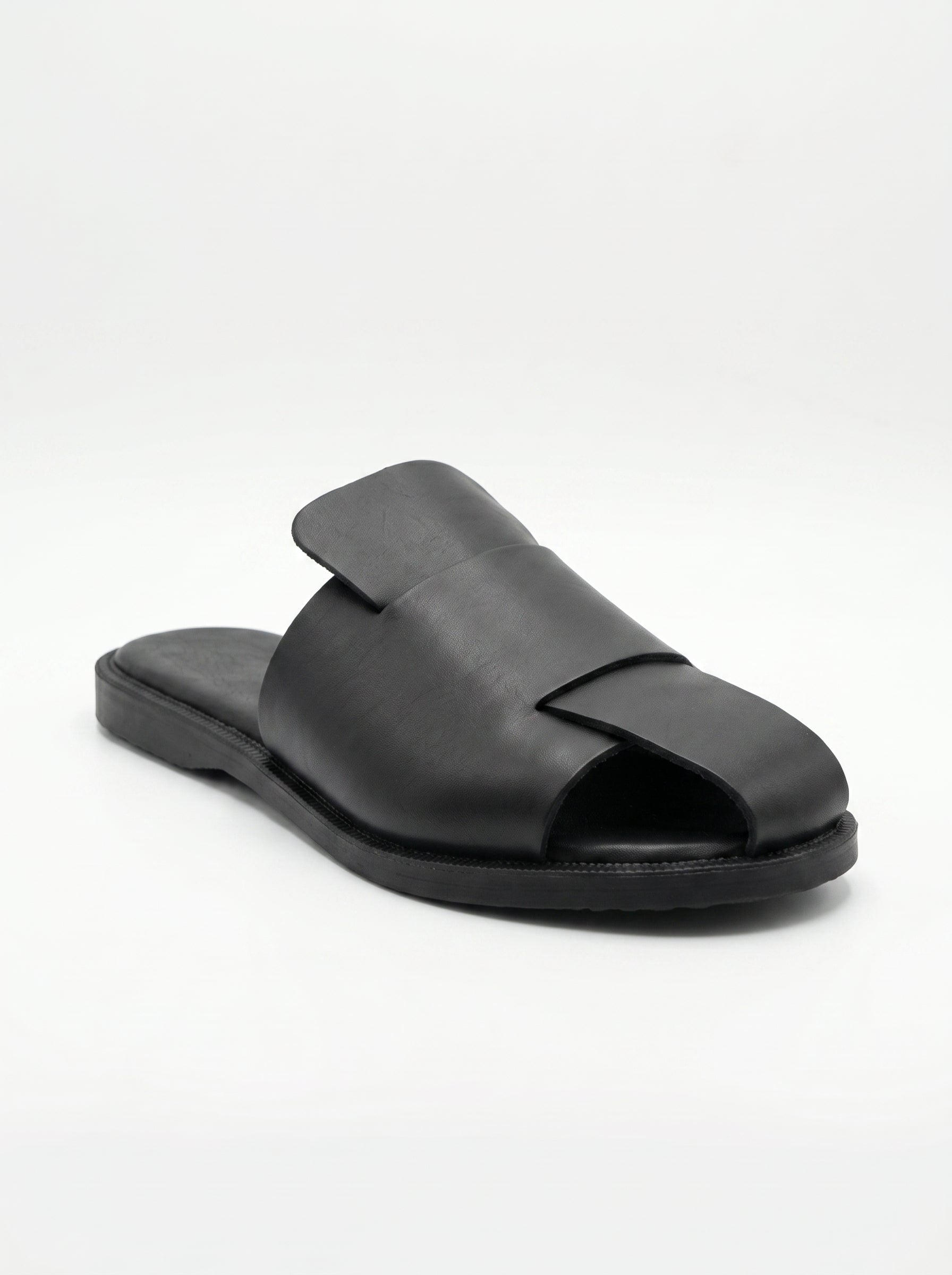ESTRO Ciabattine - Black Leather Mule
