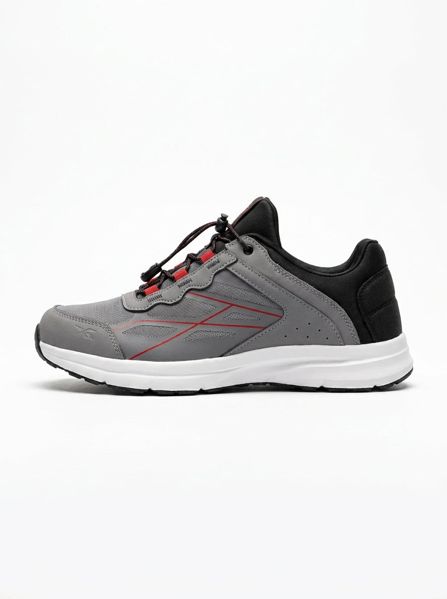 Men’s Lightweight Grey Running & Walking Shoes – Red Accent