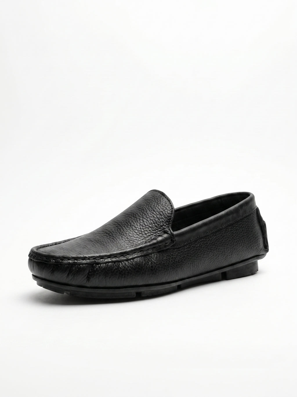 Handcrafted Leather Slip-On Moccasins Black