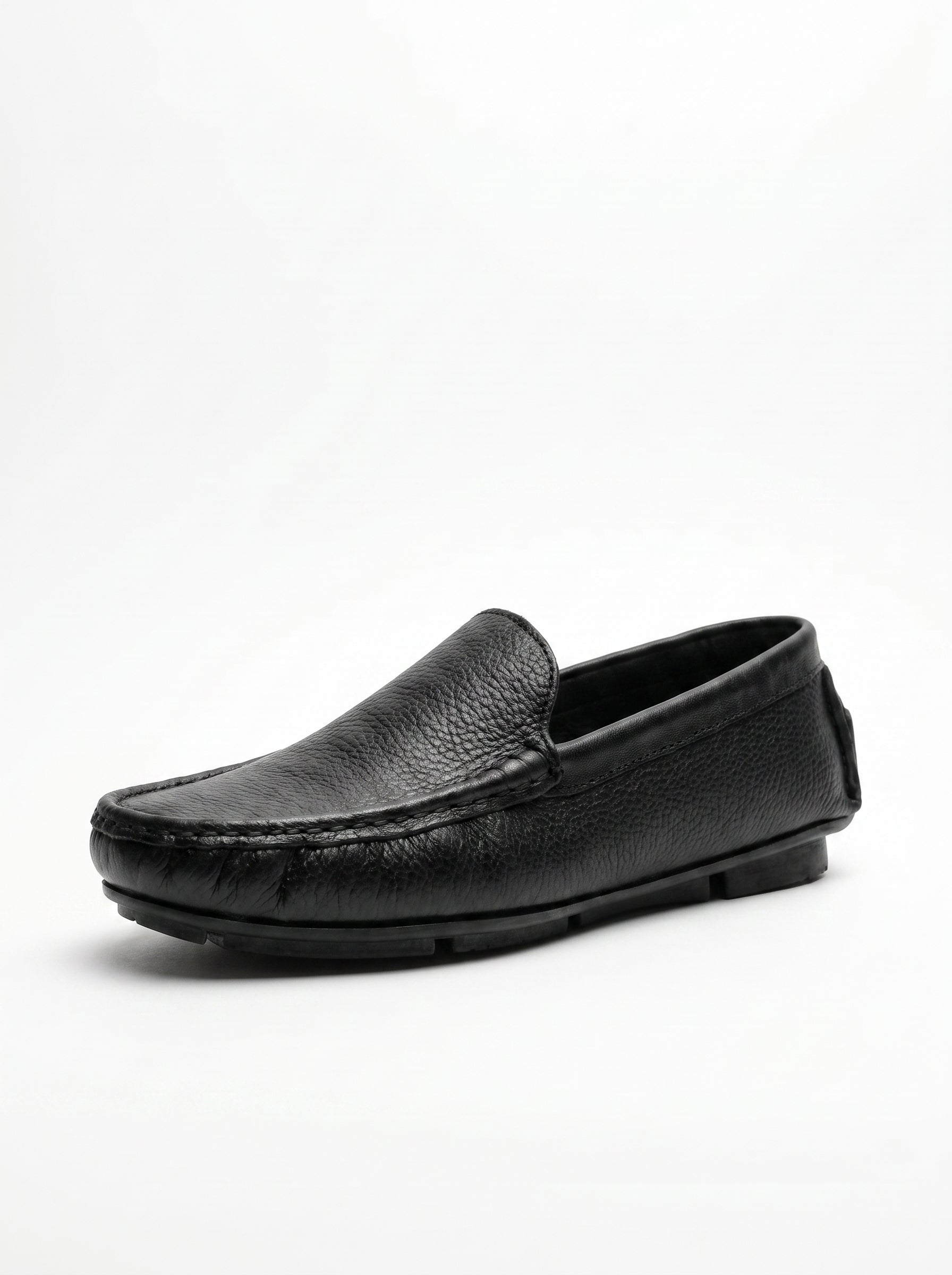 Handcrafted Leather Slip-On Moccasins Black