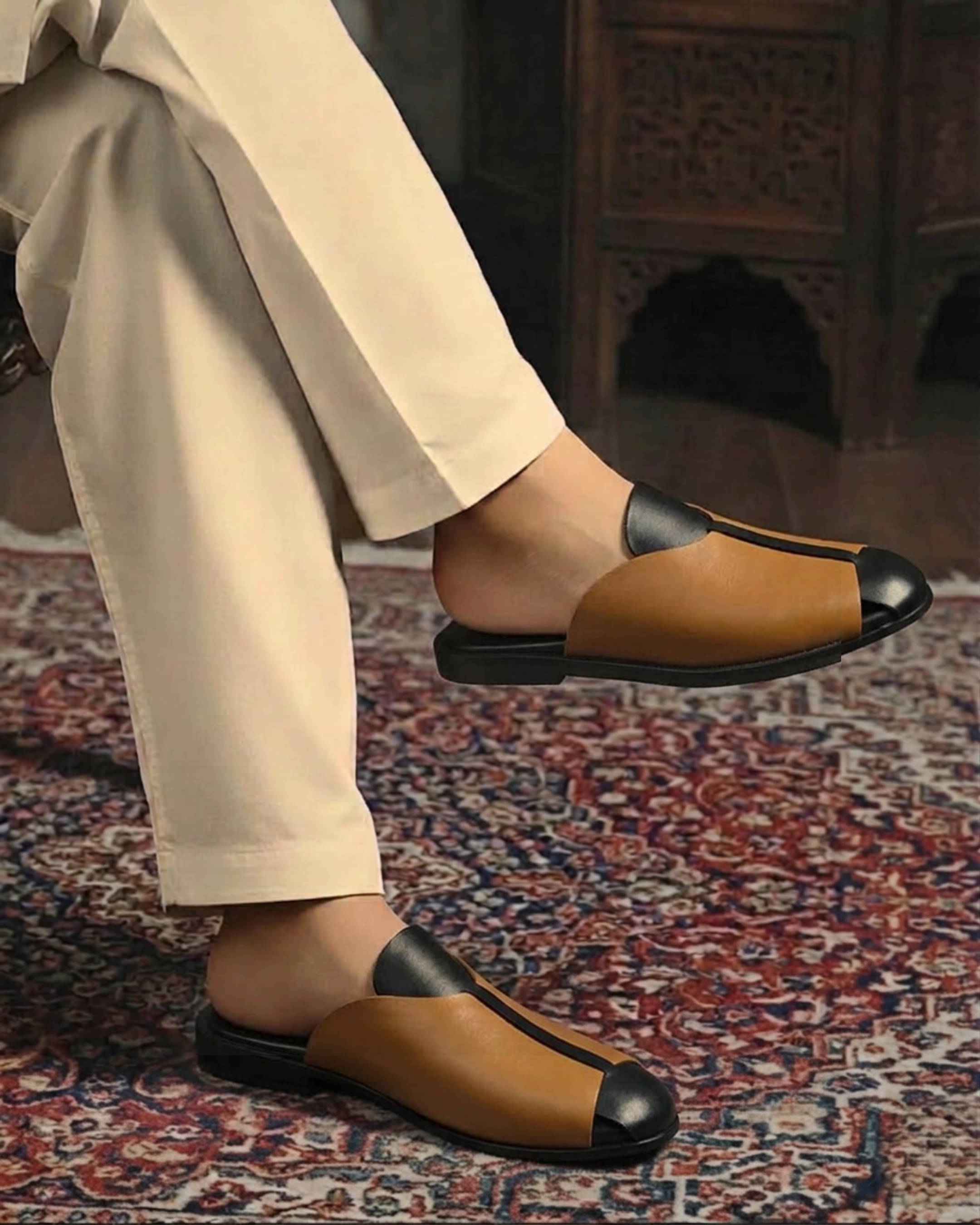 Begonia DualTone Leather Mule – BlackBole Edition