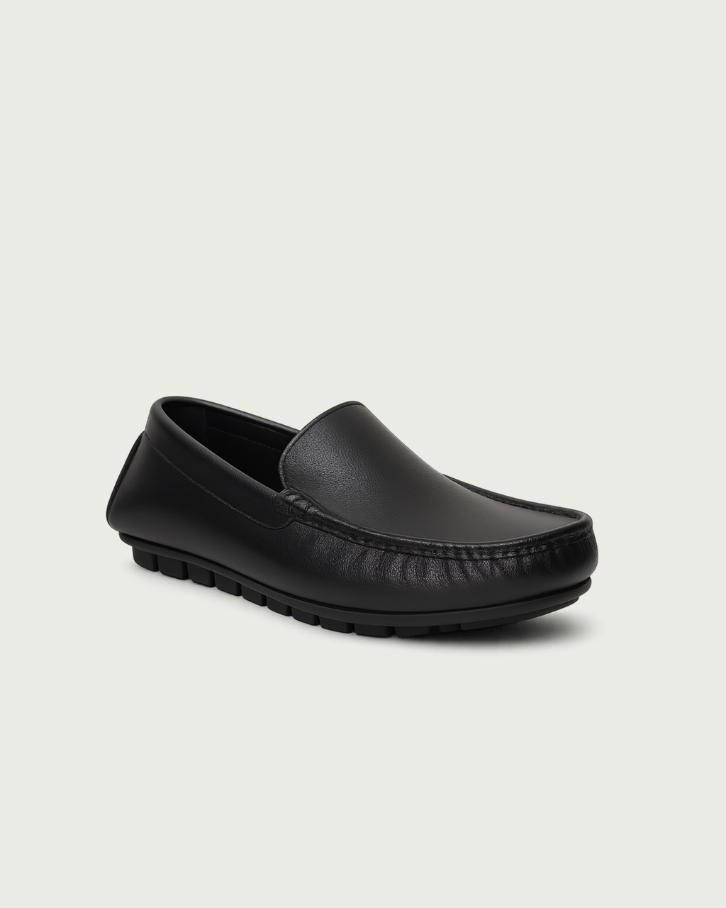 Handcrafted Leather Slip-On Moccasins Black