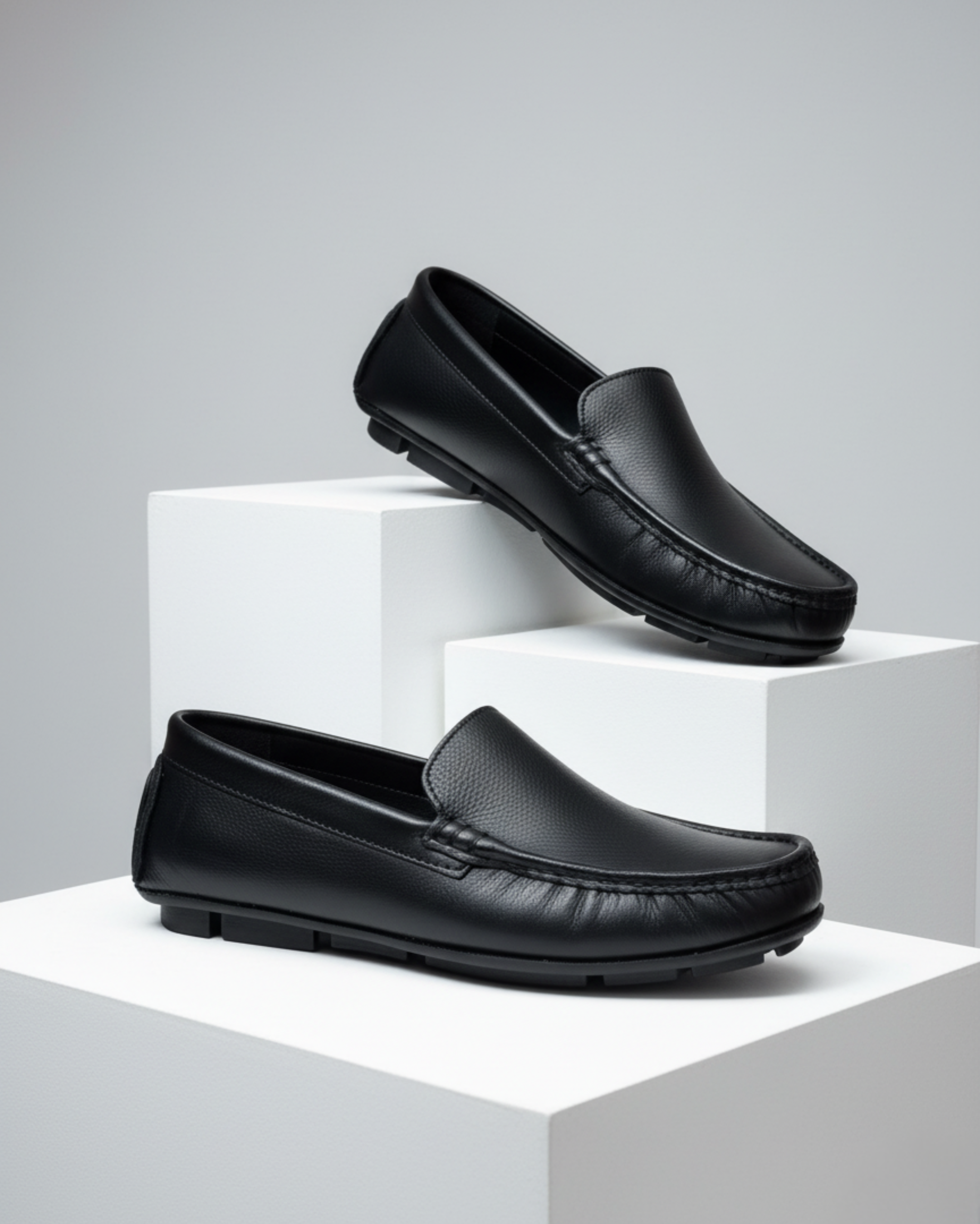 Handcrafted Leather Slip-On Moccasins Black