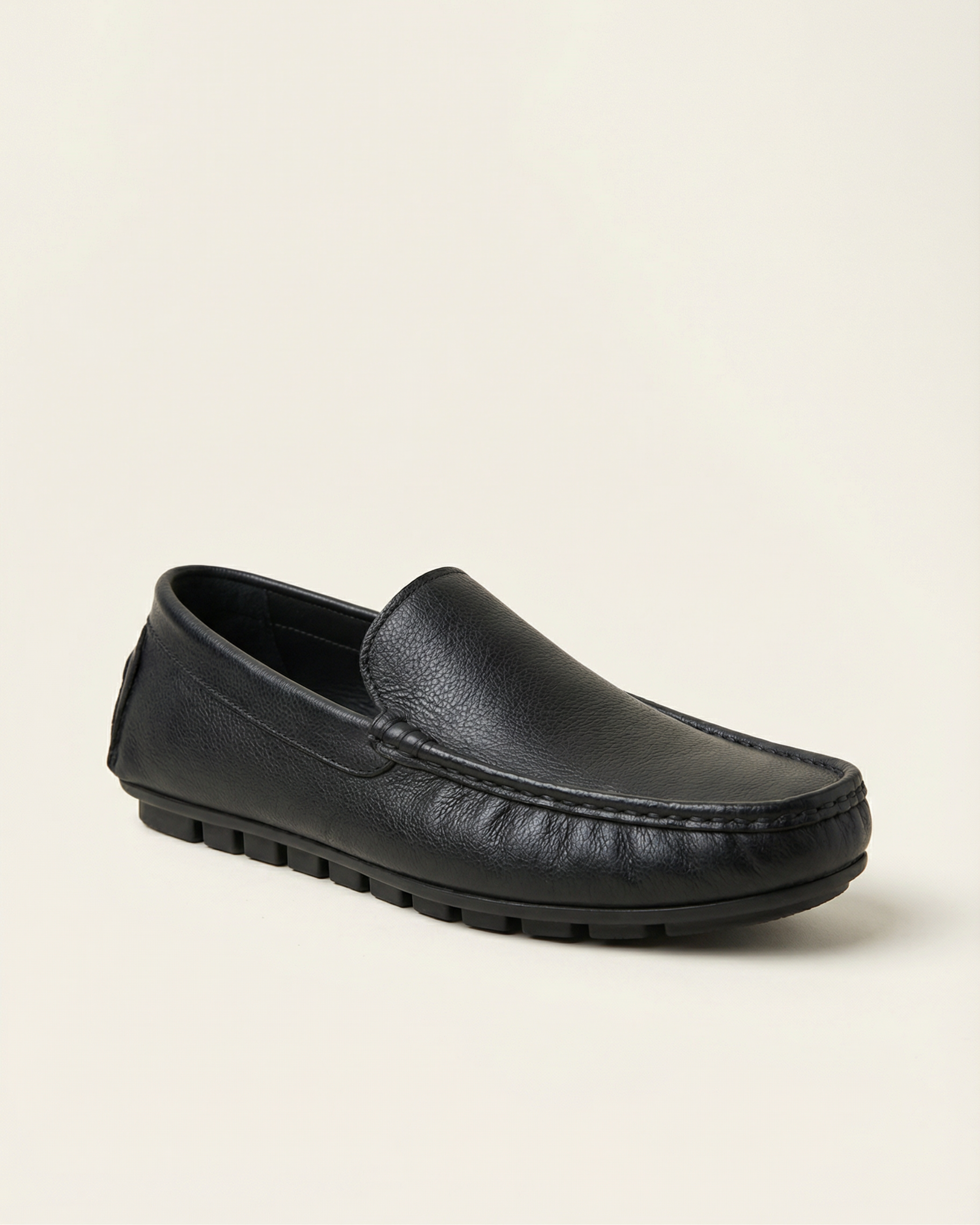 Handcrafted Leather Slip-On Moccasins Black