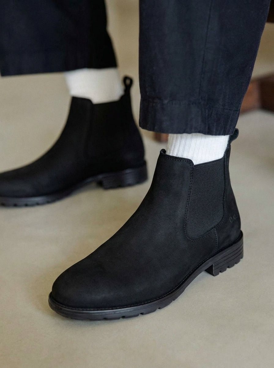 Pierre Cardin Italian Shape Chelsea Boot - Genuine Leather Black