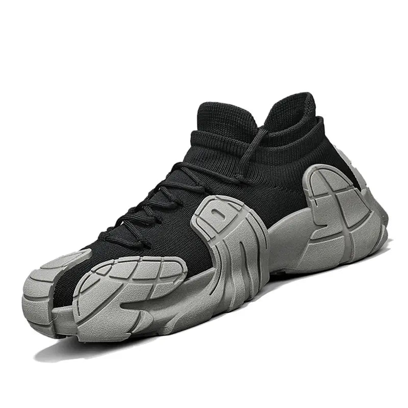 Black and white shoes with unique sole design on a dark background - BlackBole High Quality Shoe