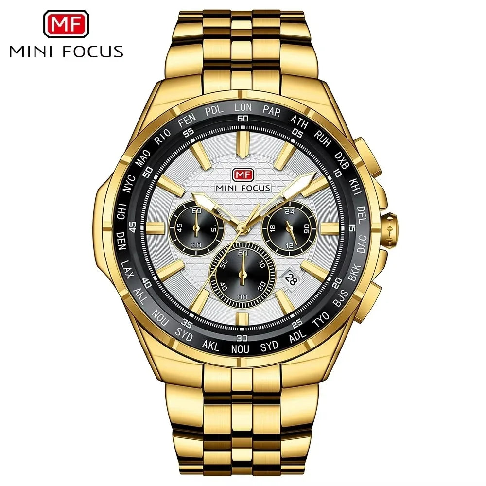 Steel Chronograph Business Watch in gold