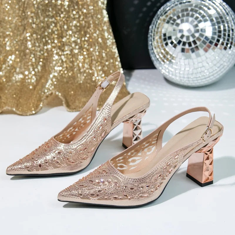 Glitter Pointed Slingback in rose gold