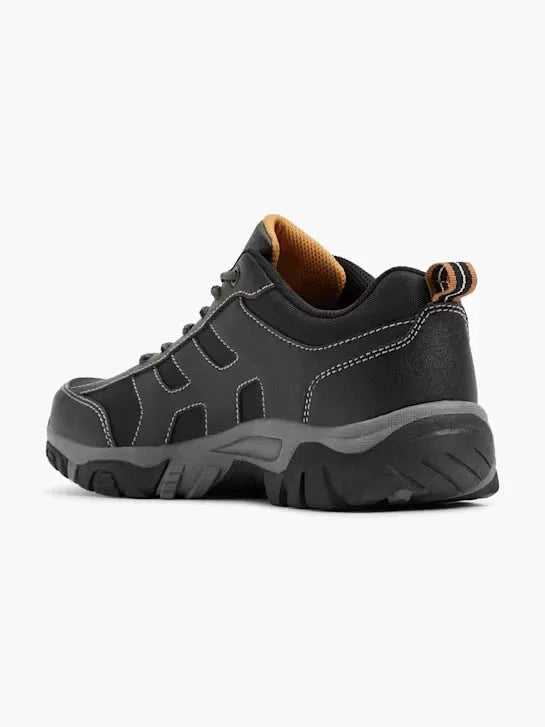 Black hiking shoe with brown lining on a white background - BlackBole High Quality Shoe