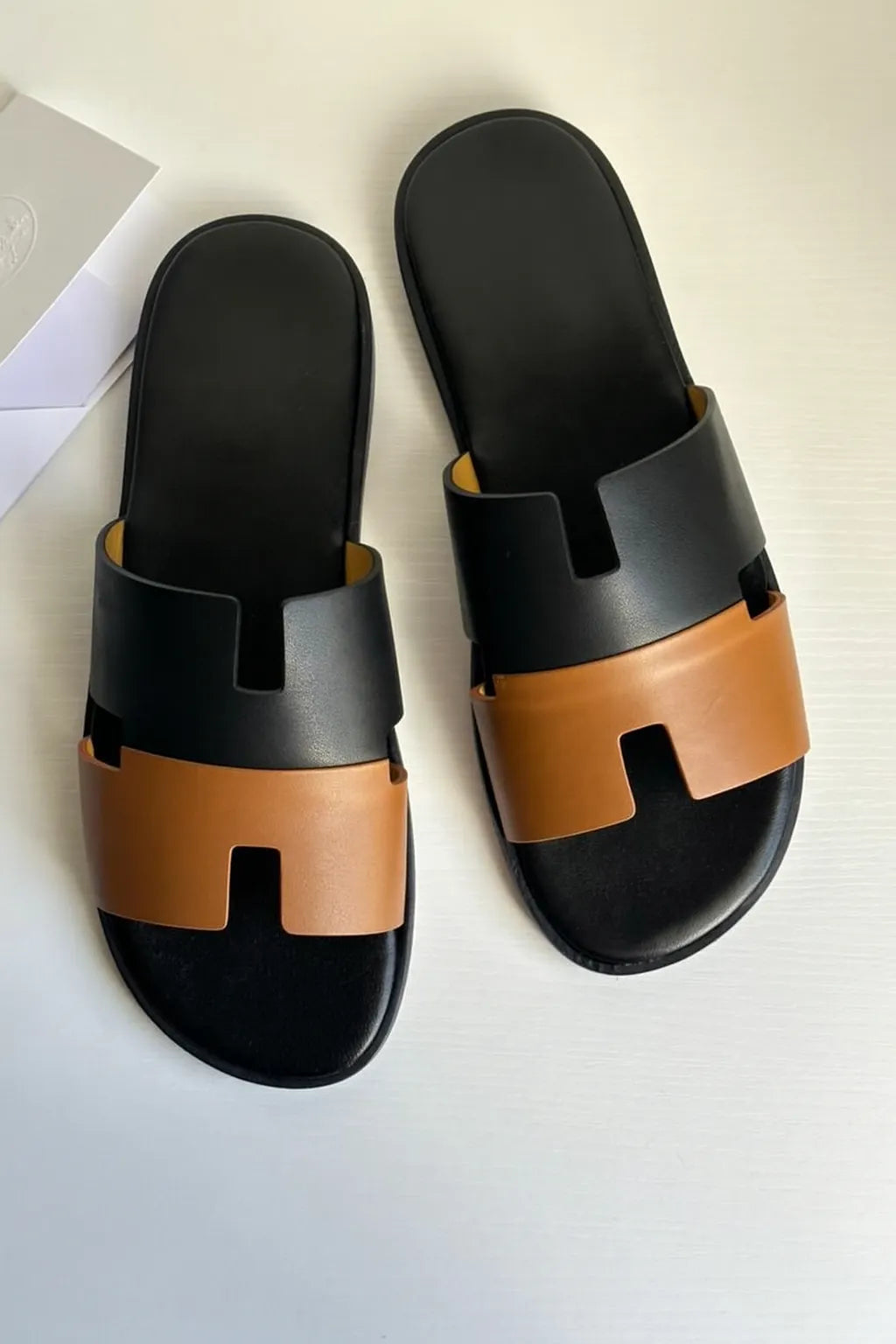 Black and brown sandals on a light gray background - BlackBole High Quality Sandal