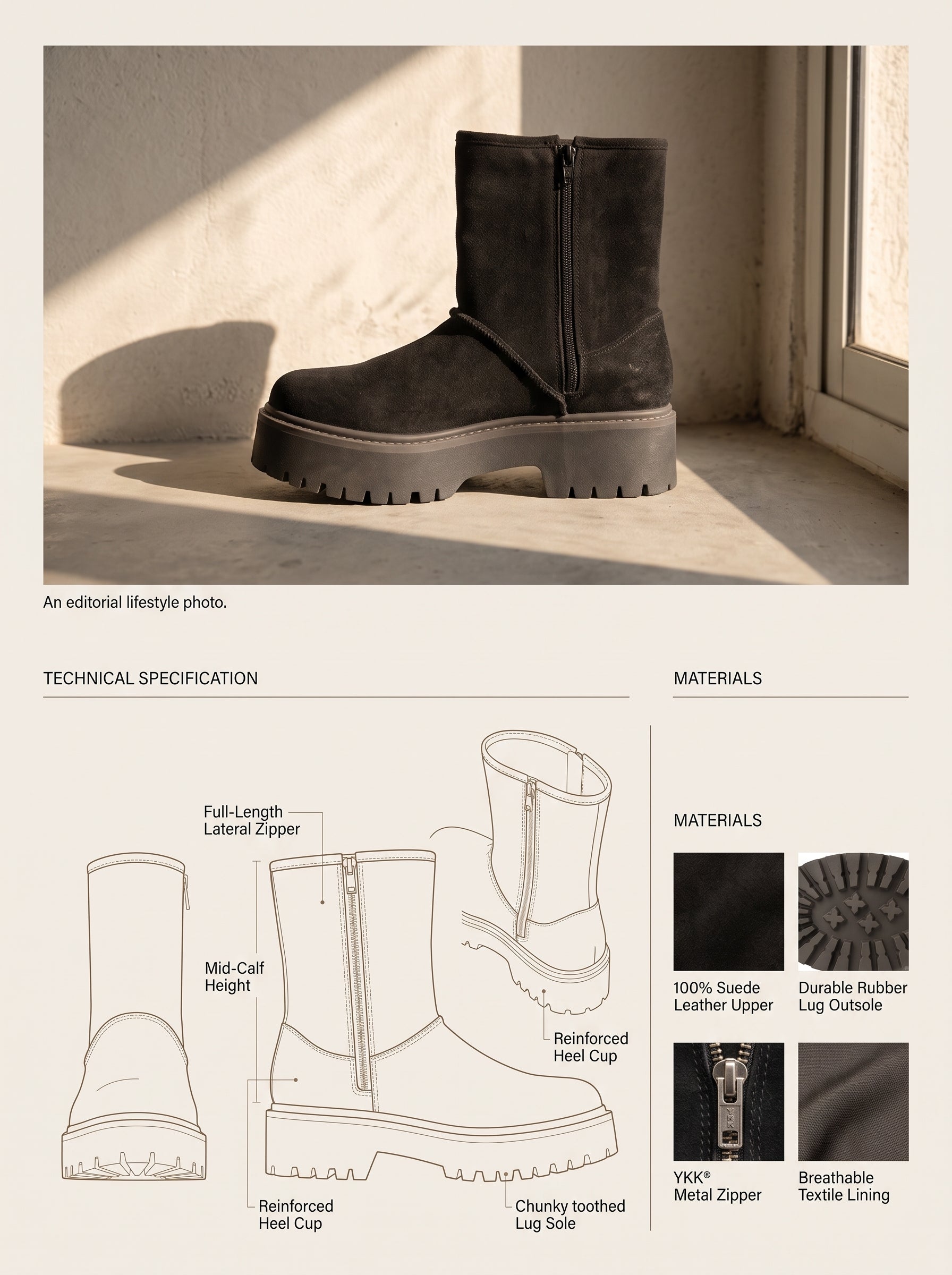 Women's 3-Inch Platform Heel Zip Boot