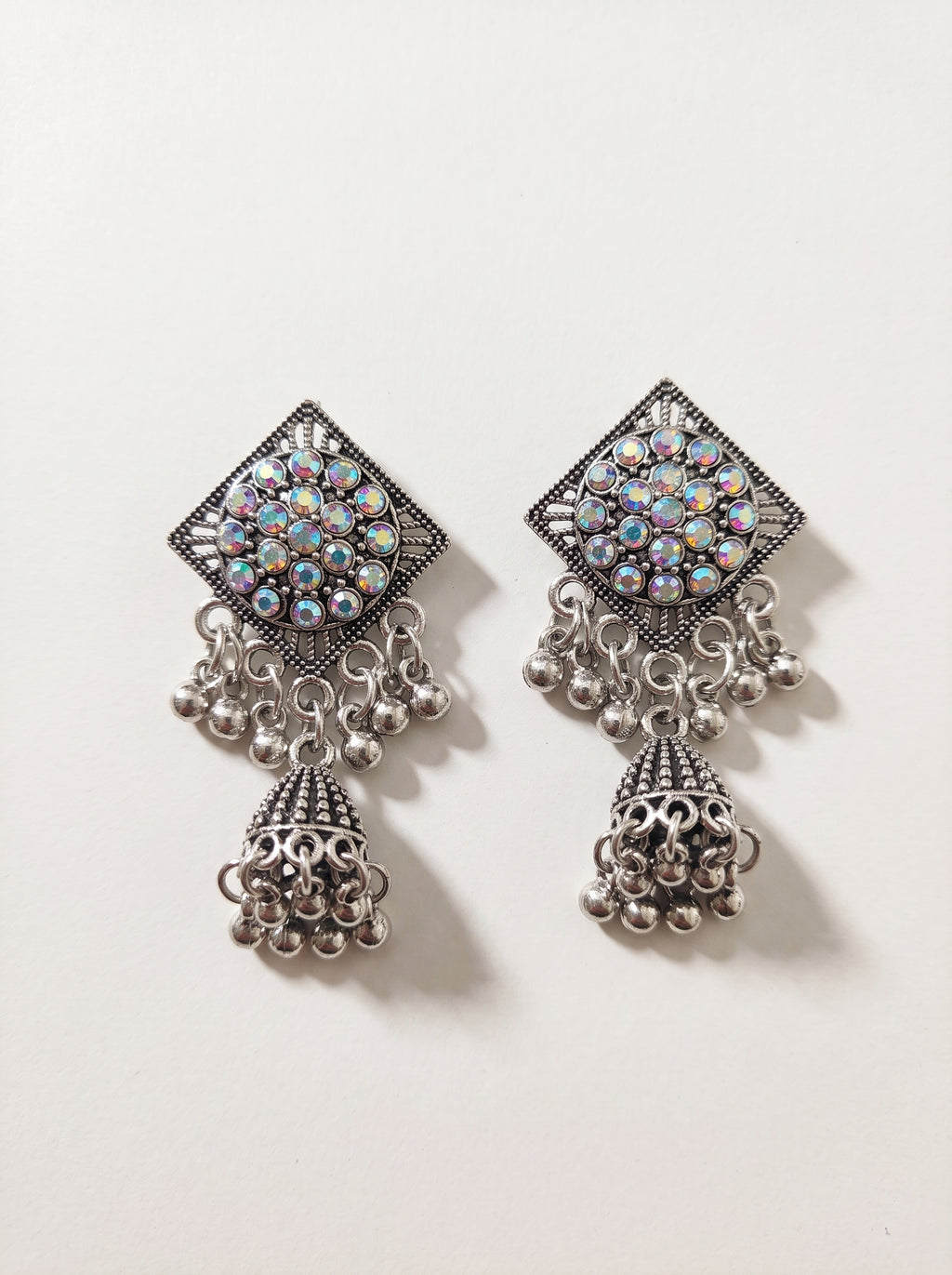 Celestial Silver Jhumka Earrings