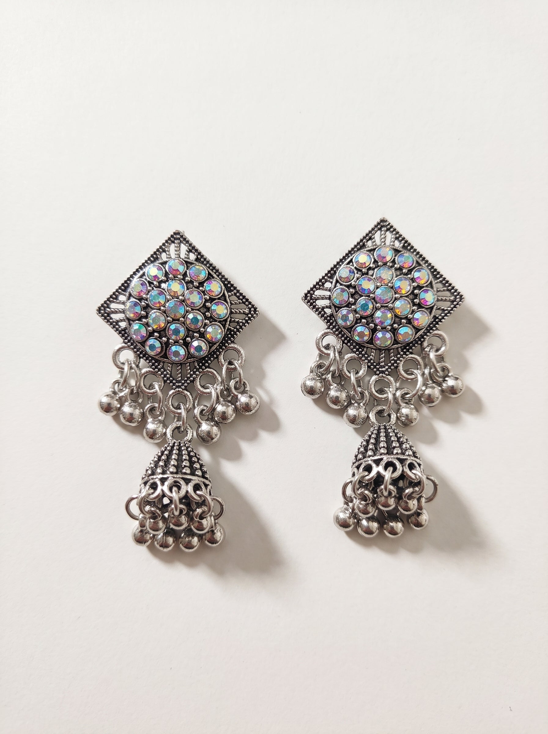 Celestial Silver Jhumka Earrings