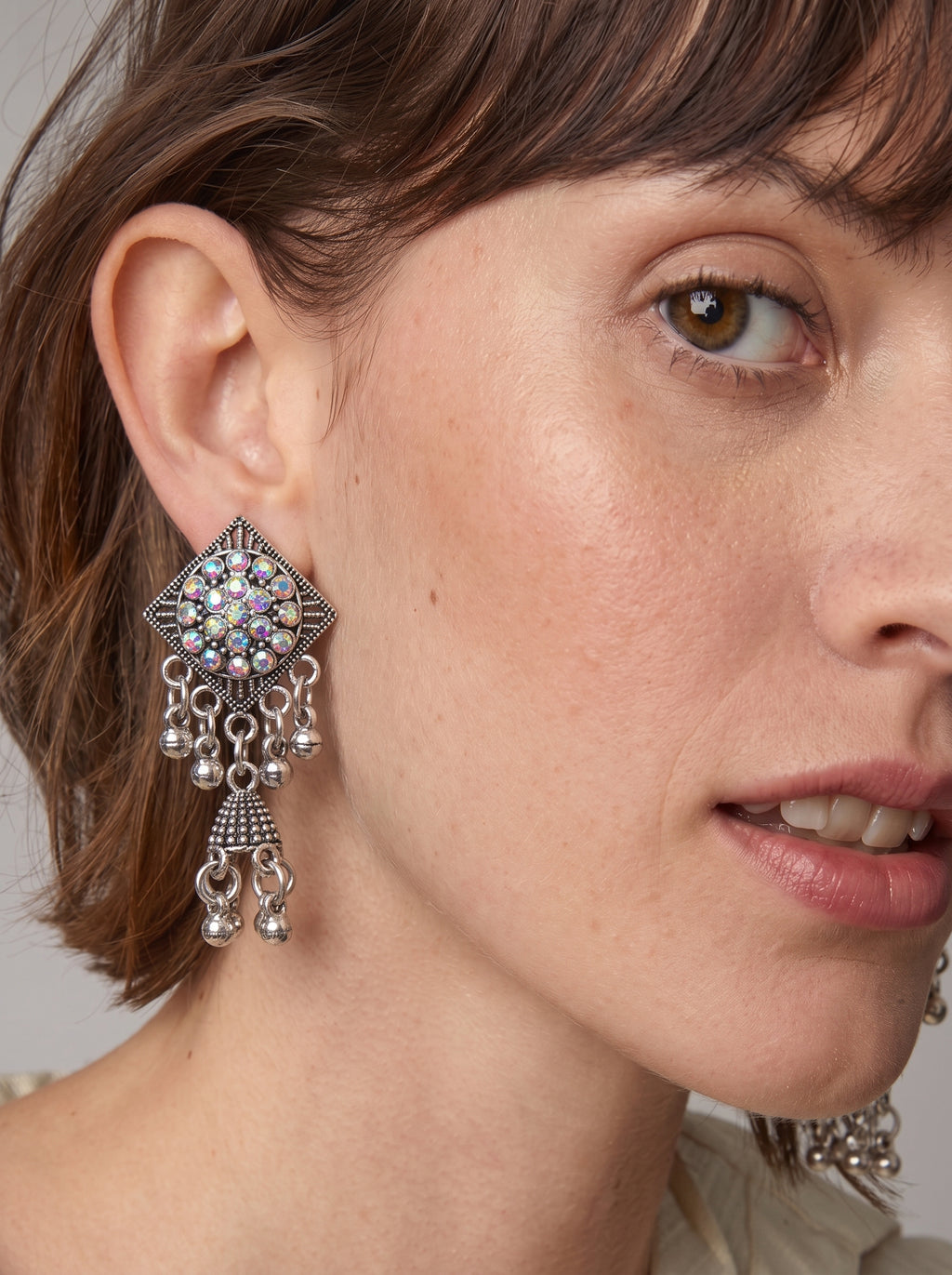Celestial Silver Jhumka Earrings