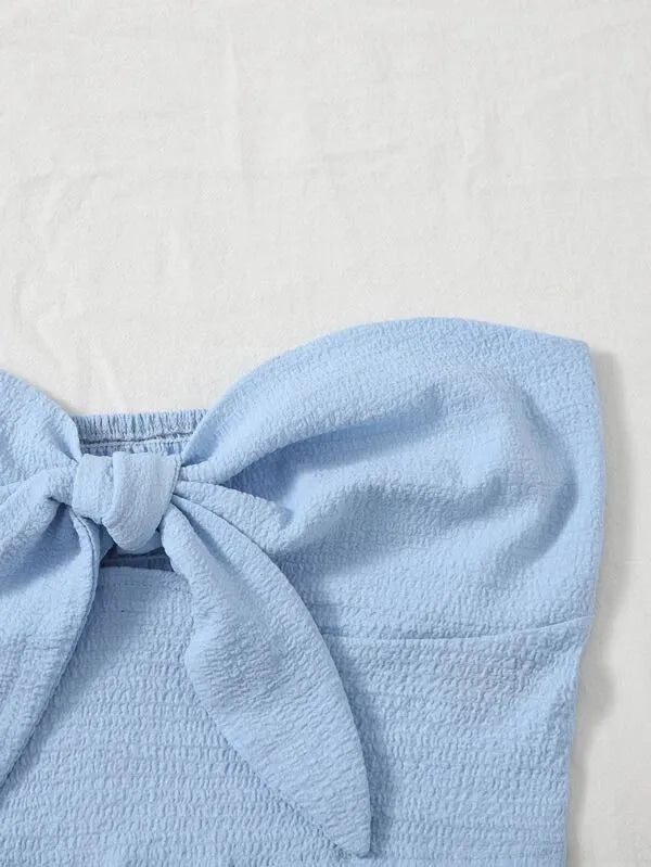 Light blue fabric with a bow on a light gray background - BlackBole High Quality Western Dress