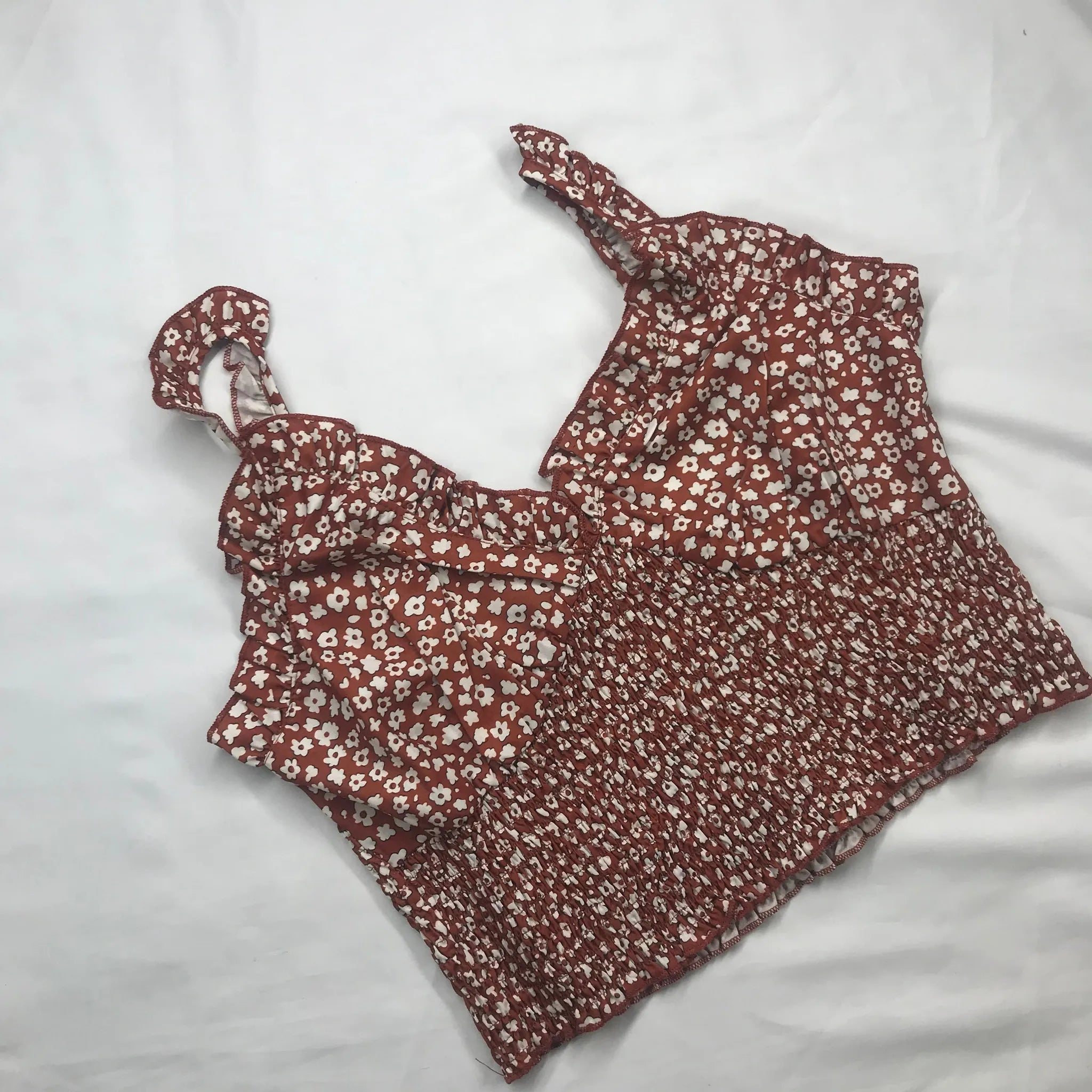 Floral-patterned one-shoulder top on a light gray background - BlackBole High Quality western Dress