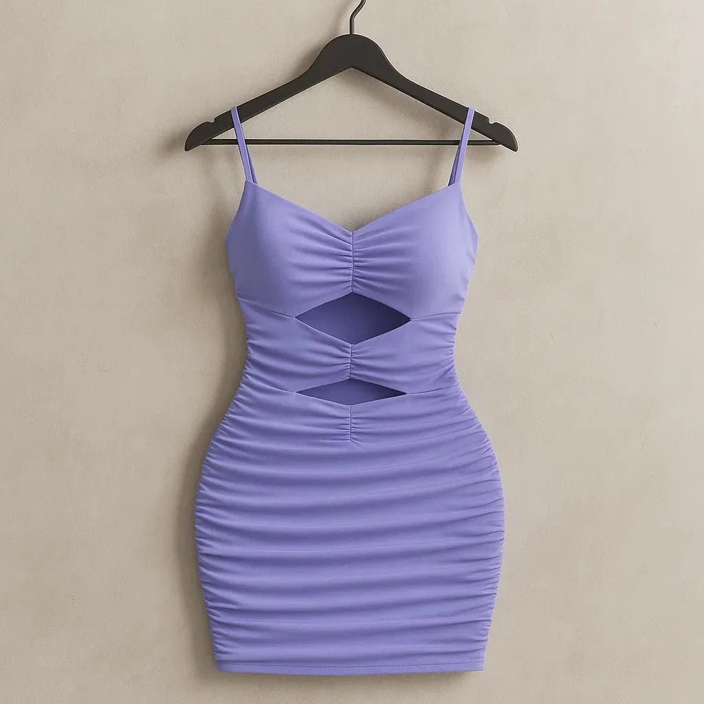 Purple dress on a hanger against a beige background - BlackBole High Quality Western Dress