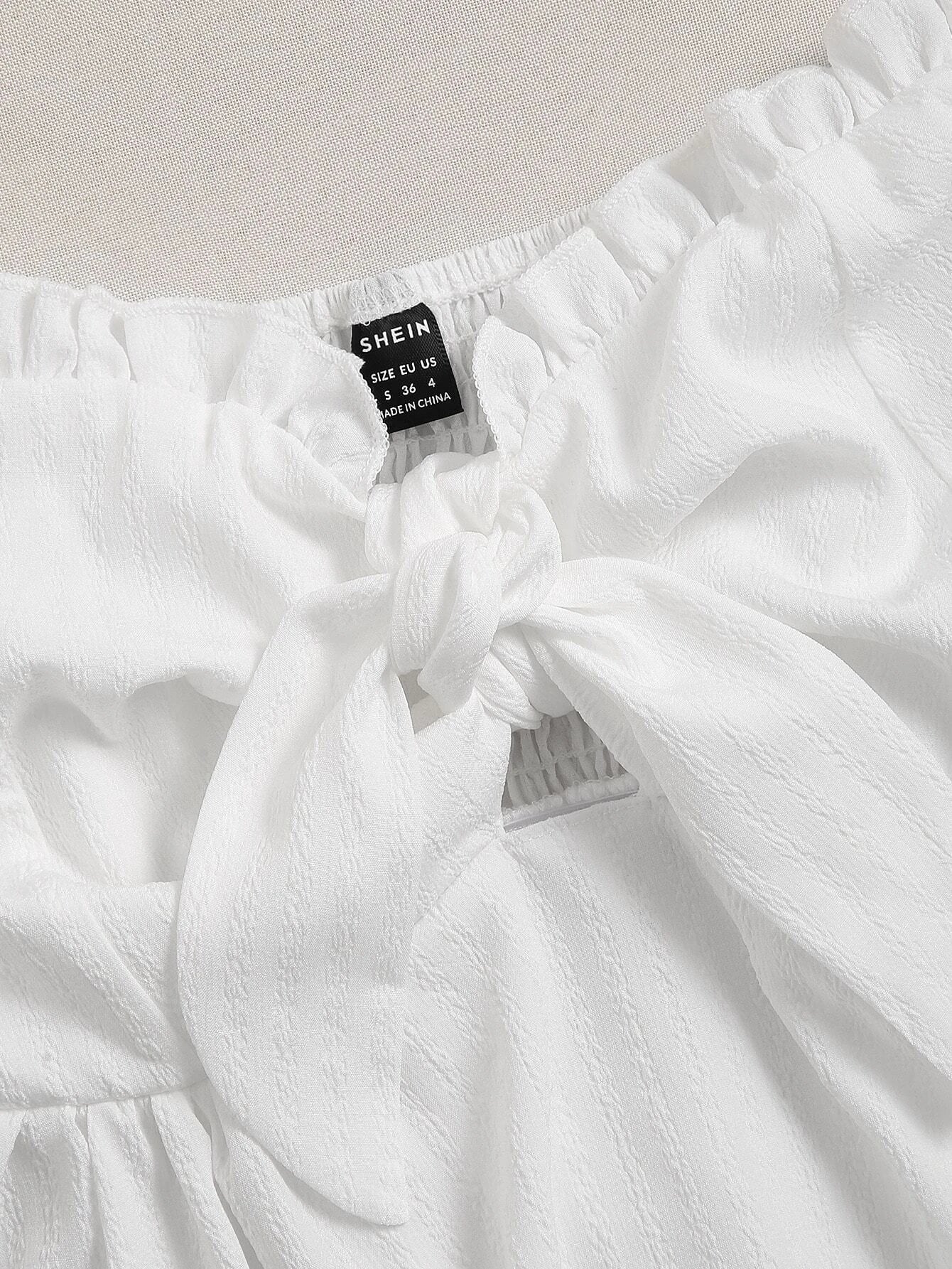 White fabric with a visible 'SHEIN' label on a light gray background - BlackBole High Quality Western Dress