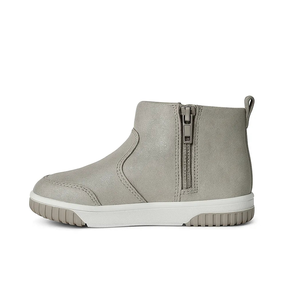 Gray ankle boot with a zipper on a white background - BlackBole High Quality Shoe