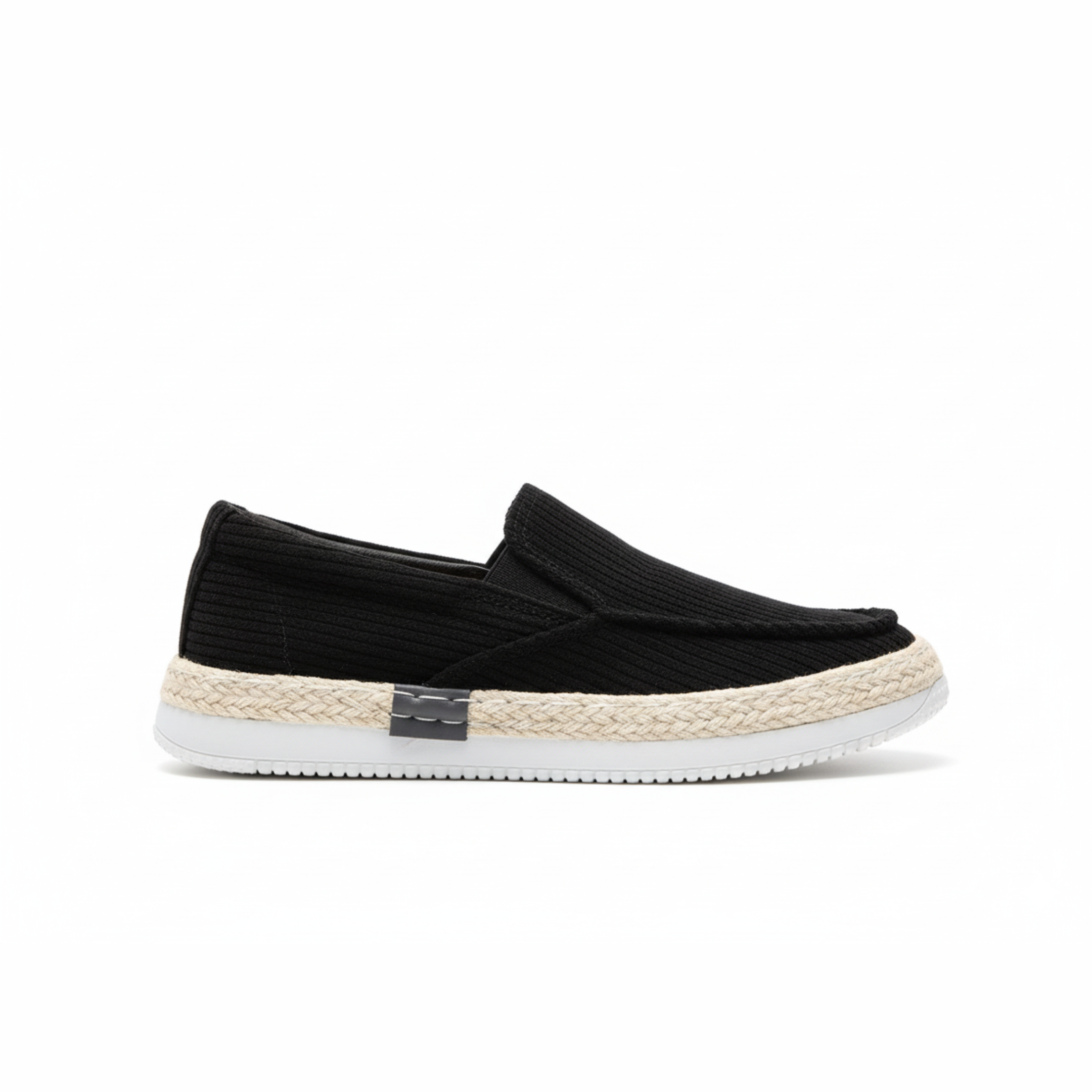 Black slip-on sneaker with white sole on a white background - BlackBole High Quality Shoe