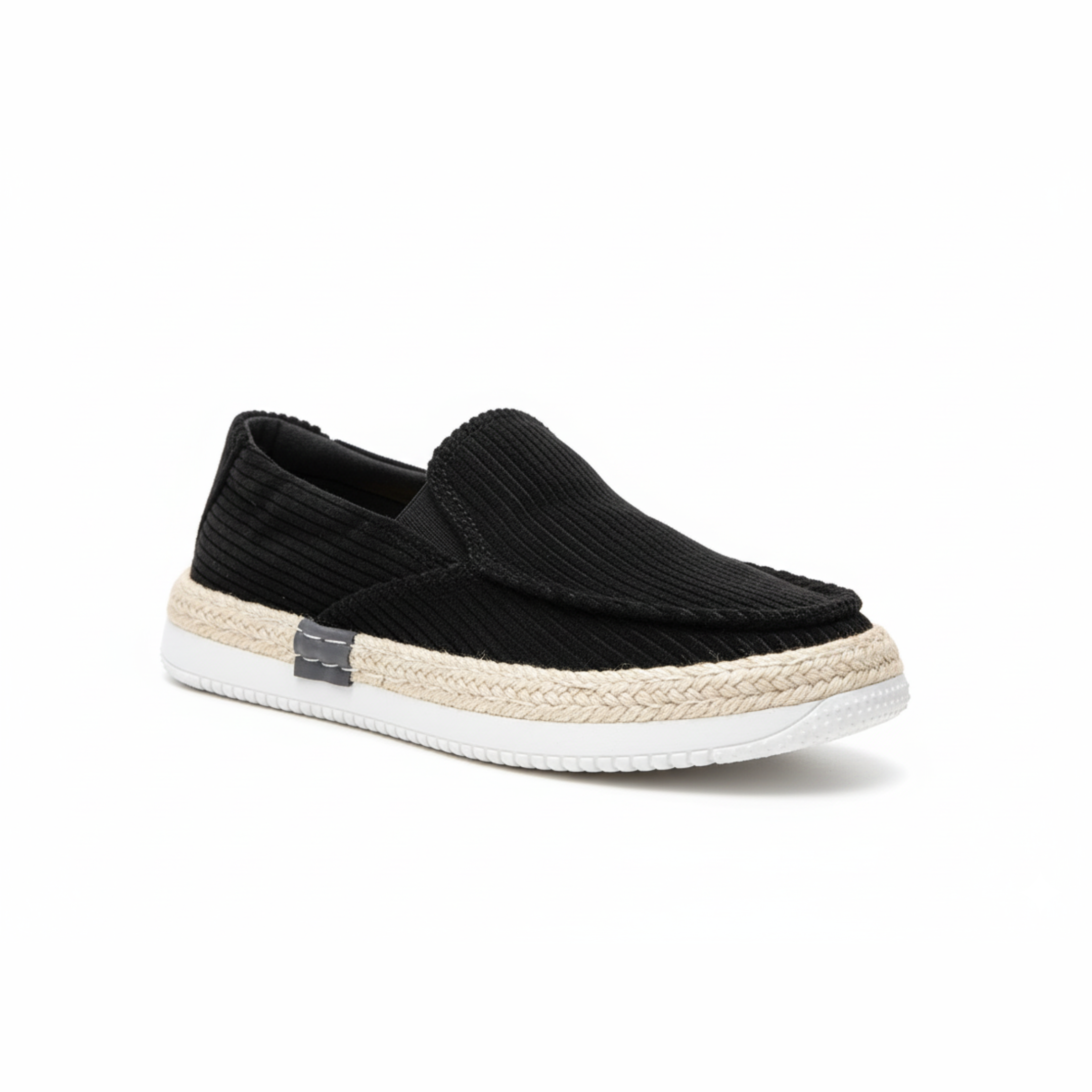 Black slip-on sneaker with white sole on a white background - BlackBole High Quality Shoe