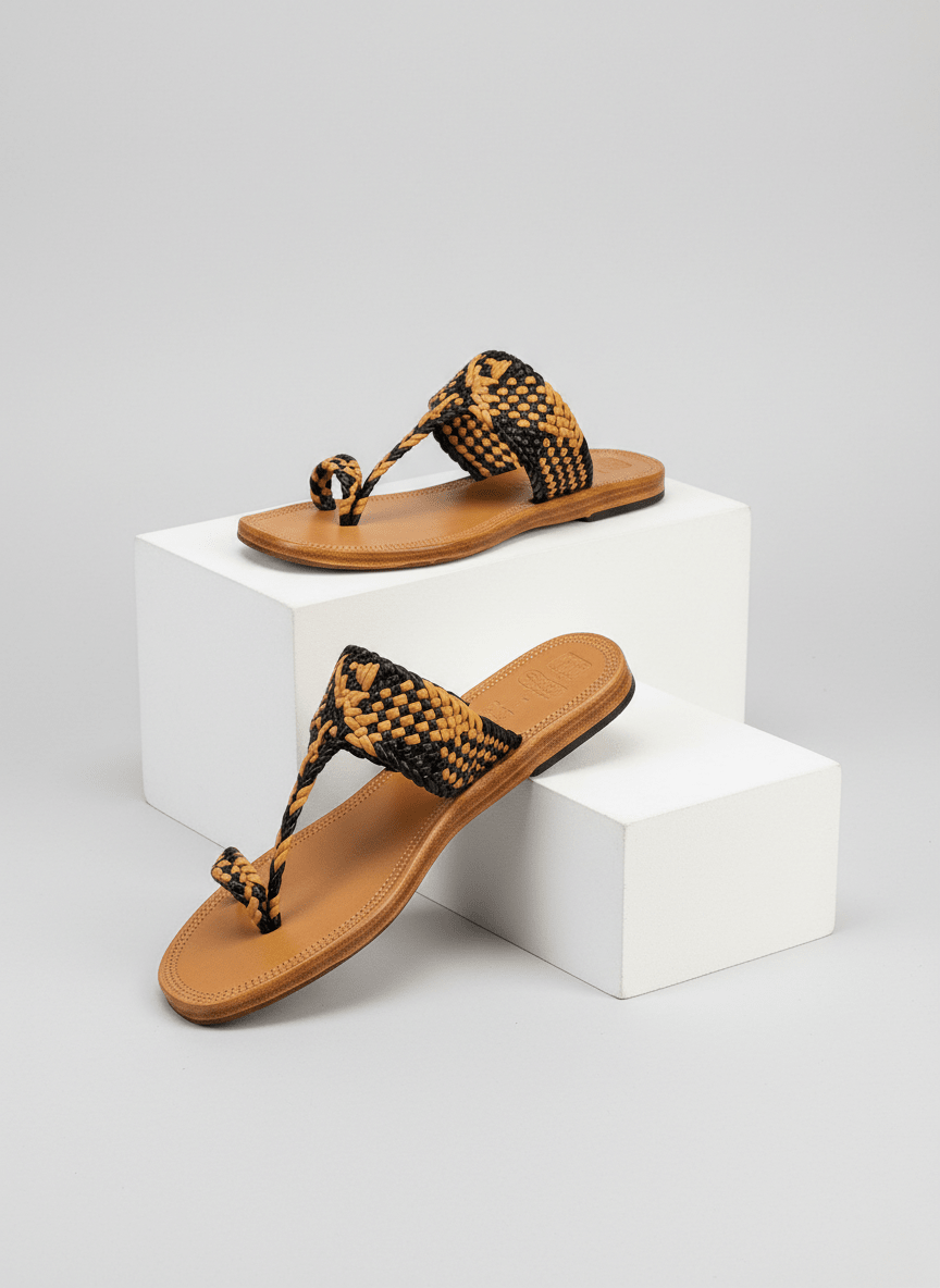 Artisan Reserve Handmade Kolapuri Chappal - BlackBole