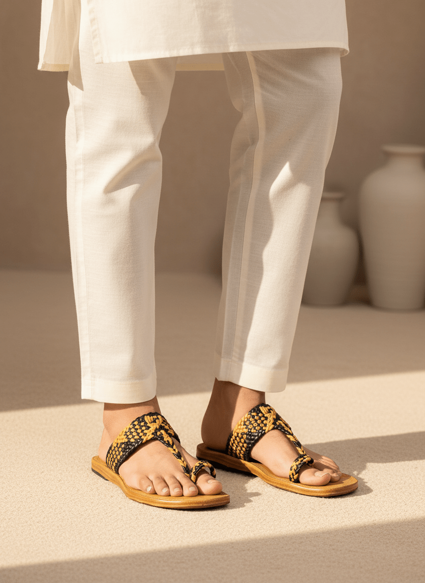Artisan Reserve Handmade Kolapuri Chappal - BlackBole