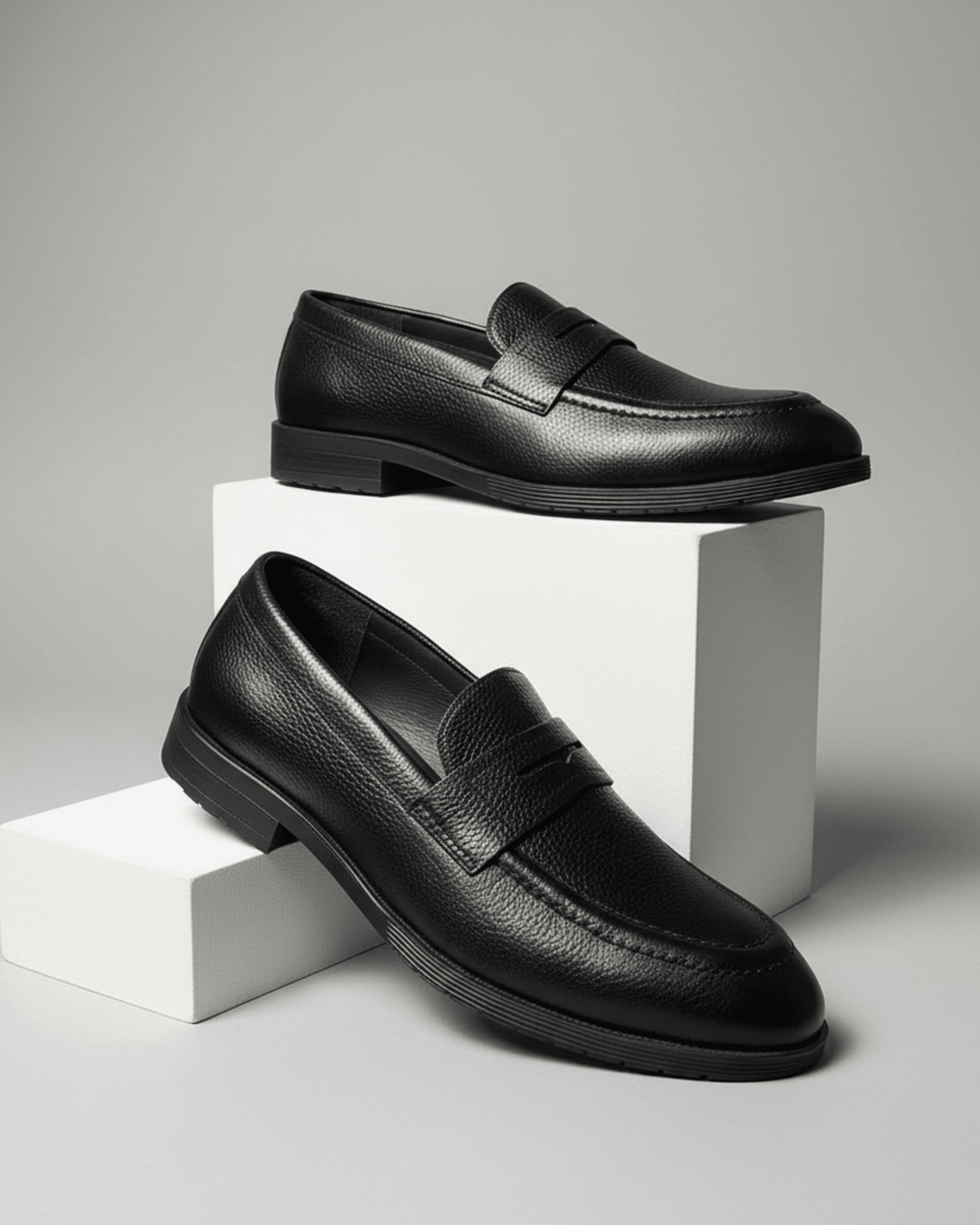 Black Chunky Loafer - Genuine Leather - BlackBole