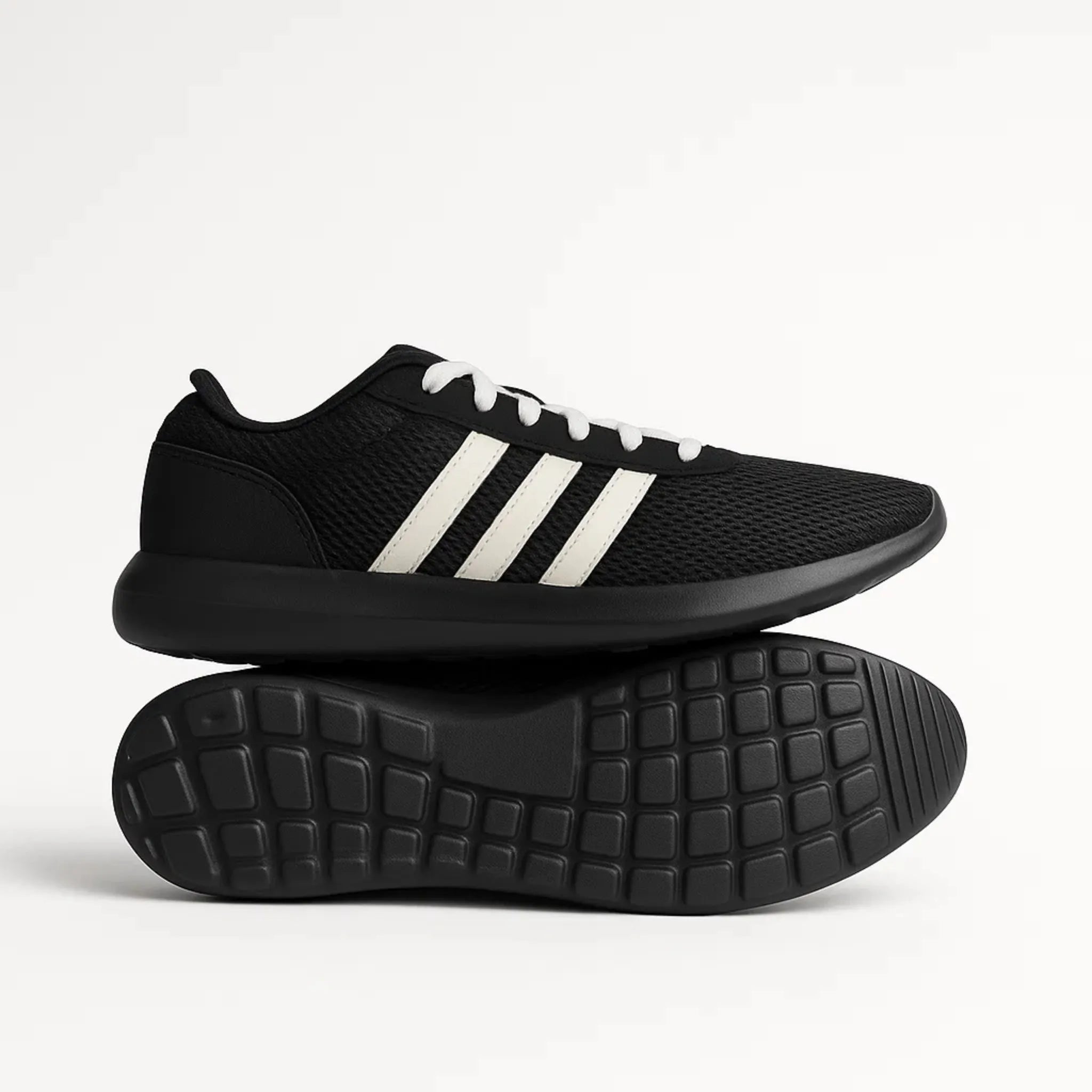 Casual Knit Sneakers – Black with Strep - BlackBole