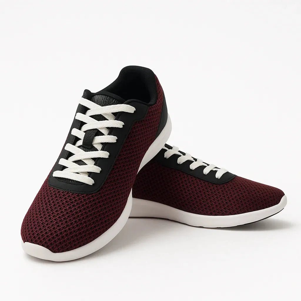 Casual Knit Sneakers – Maroon & Black - BlackBole
