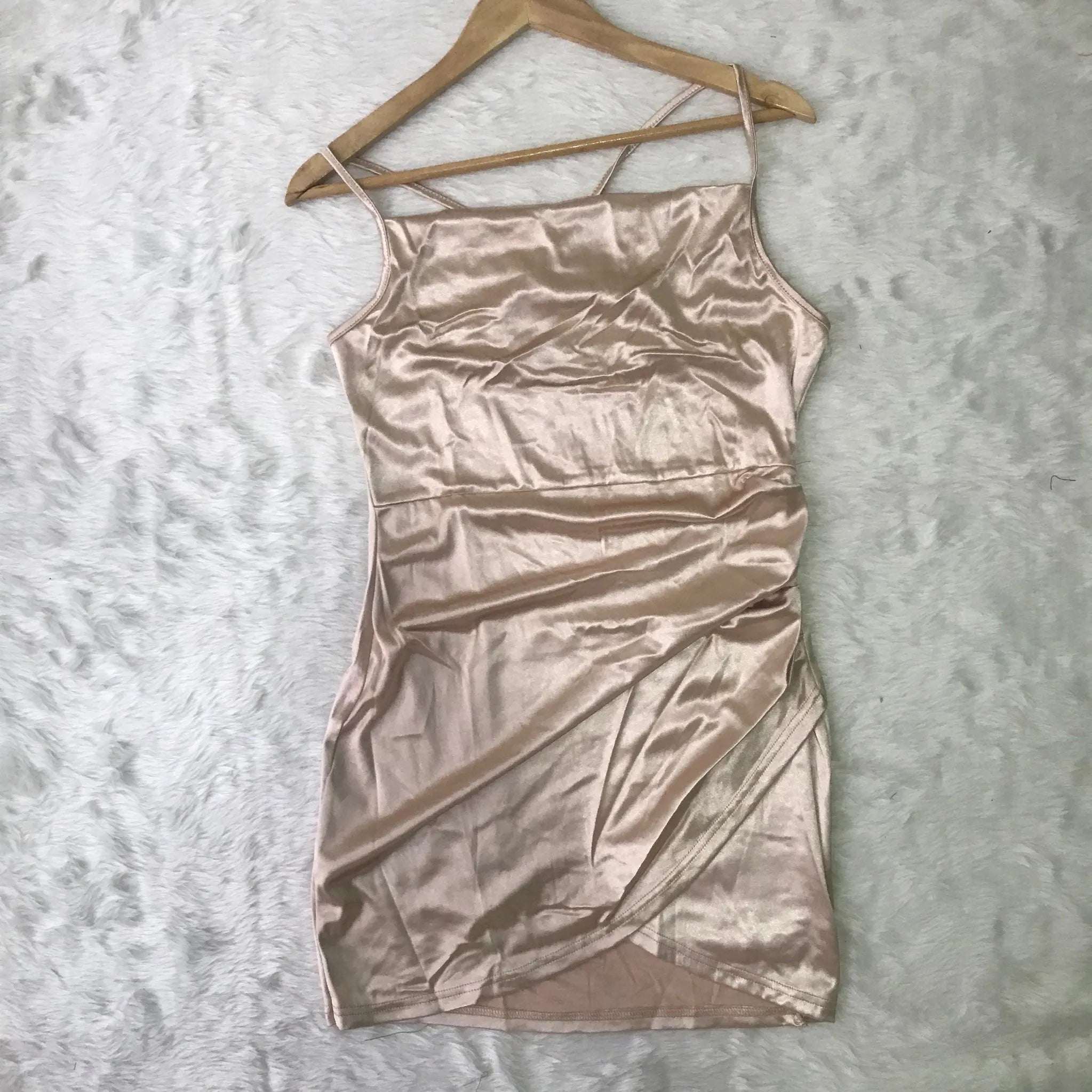 Criss Cross Backless Satin Bodycon (Code: 231) - BlackBole