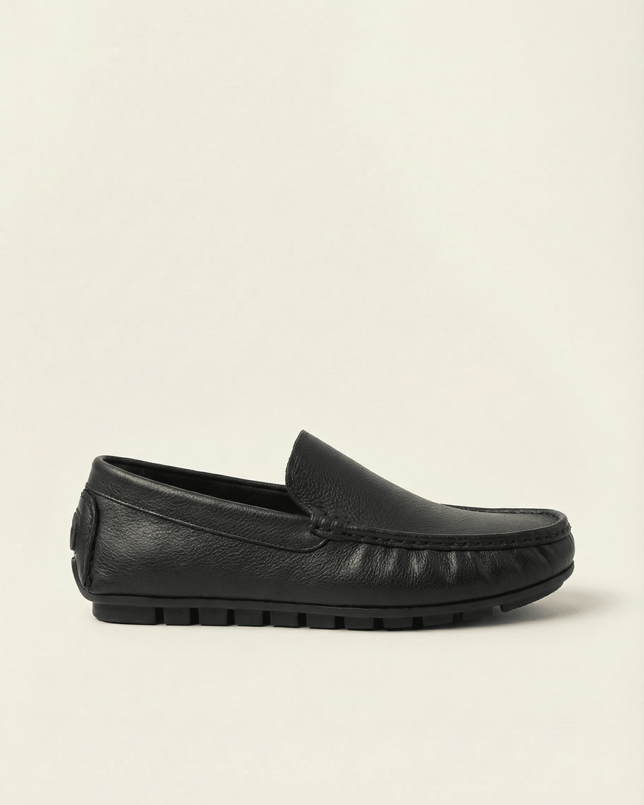 Handcrafted Leather Slip-On Moccasins Black - BlackBole