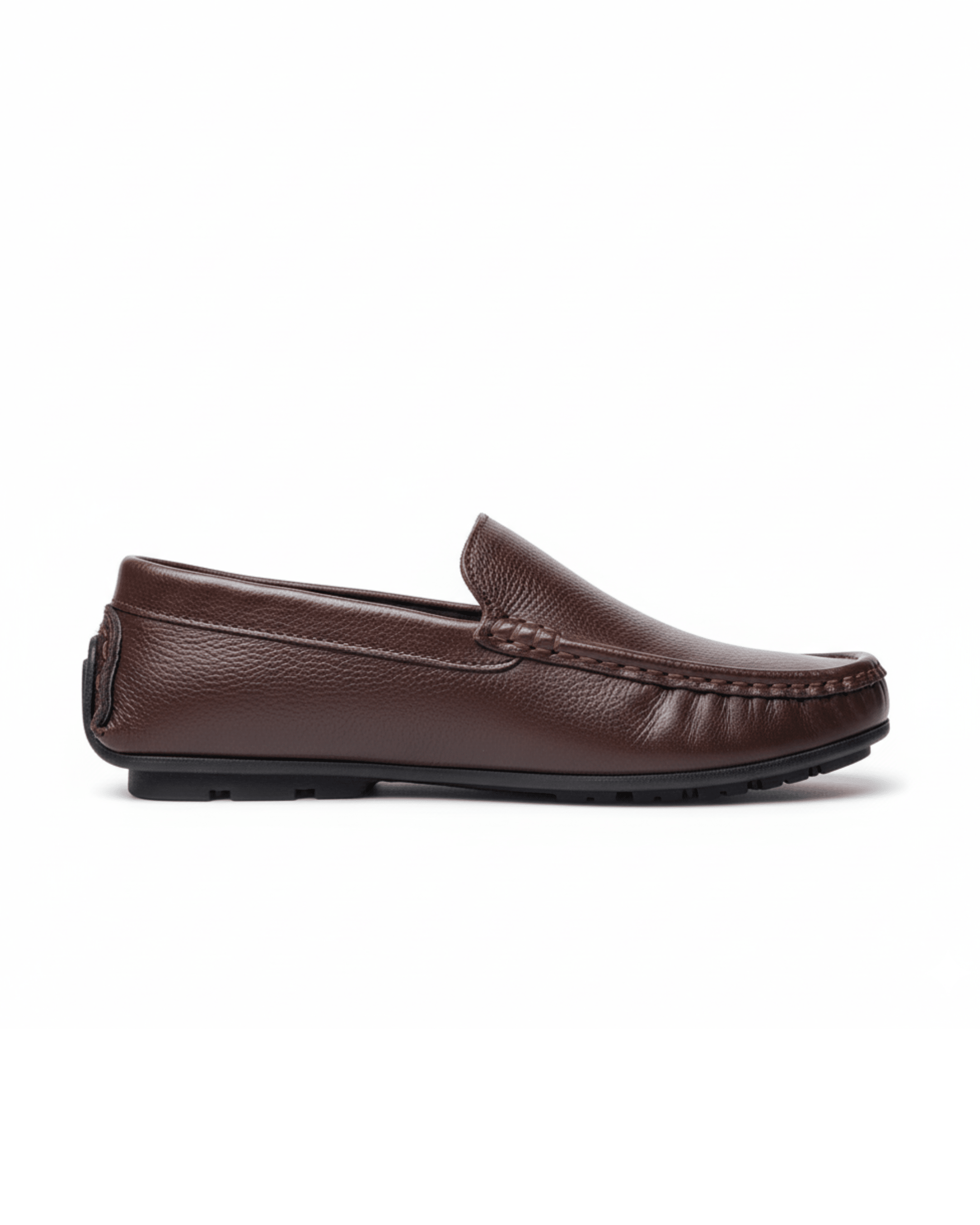 Handcrafted Leather Slip-On Moccasins Chocolate Brown - BlackBole