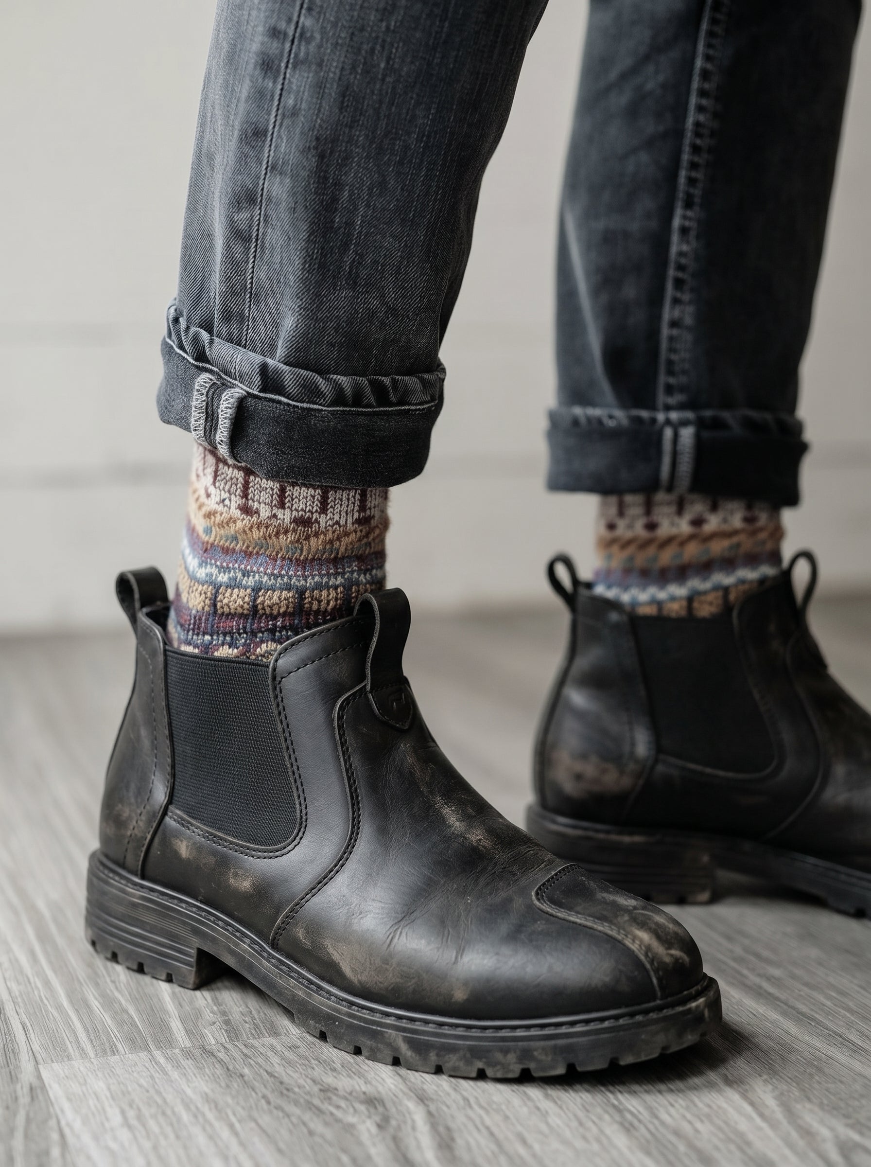 Men's Genuine Leather Biking Boot - BlackBole