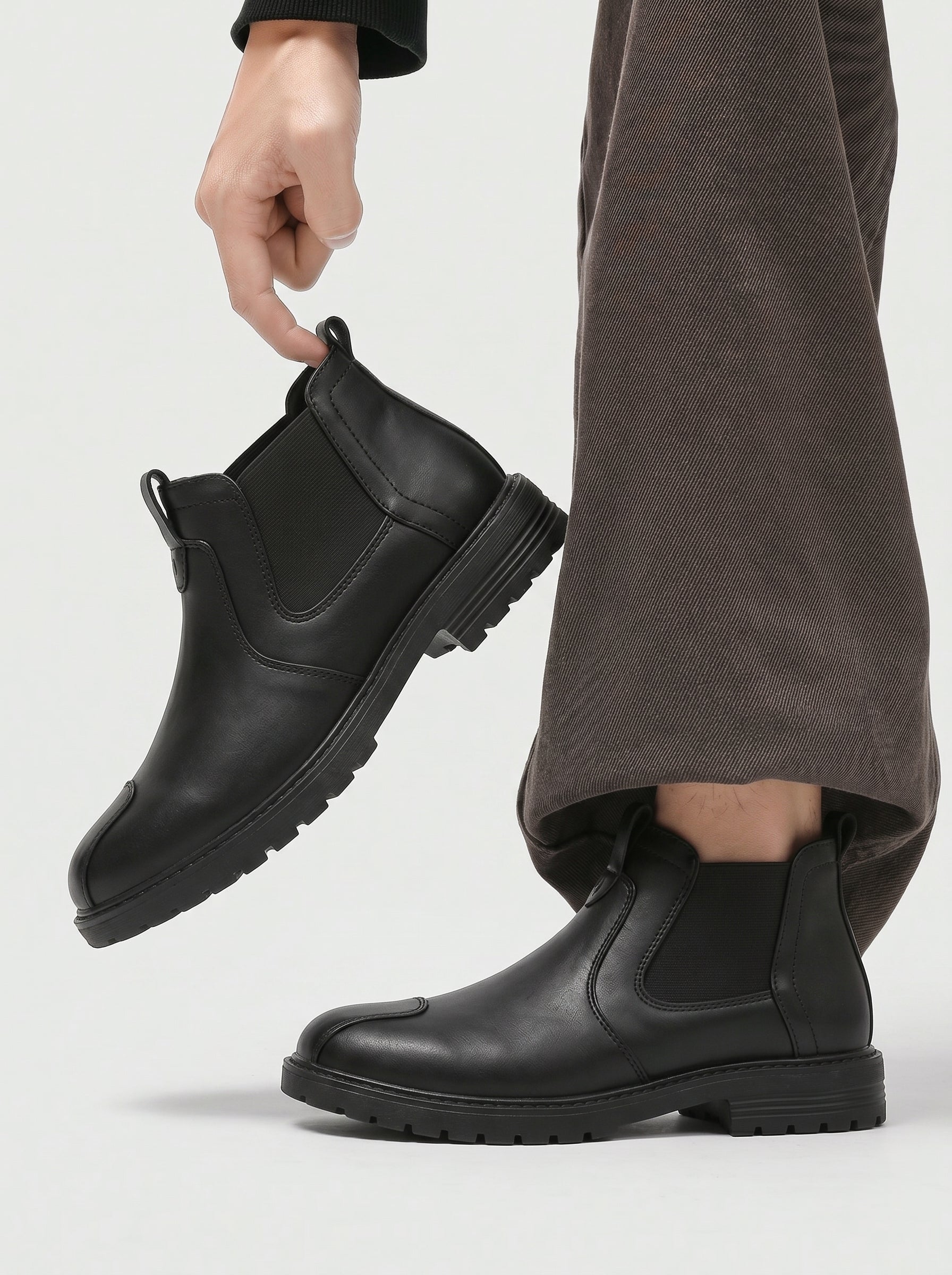 Men's Genuine Leather Biking Boot - BlackBole