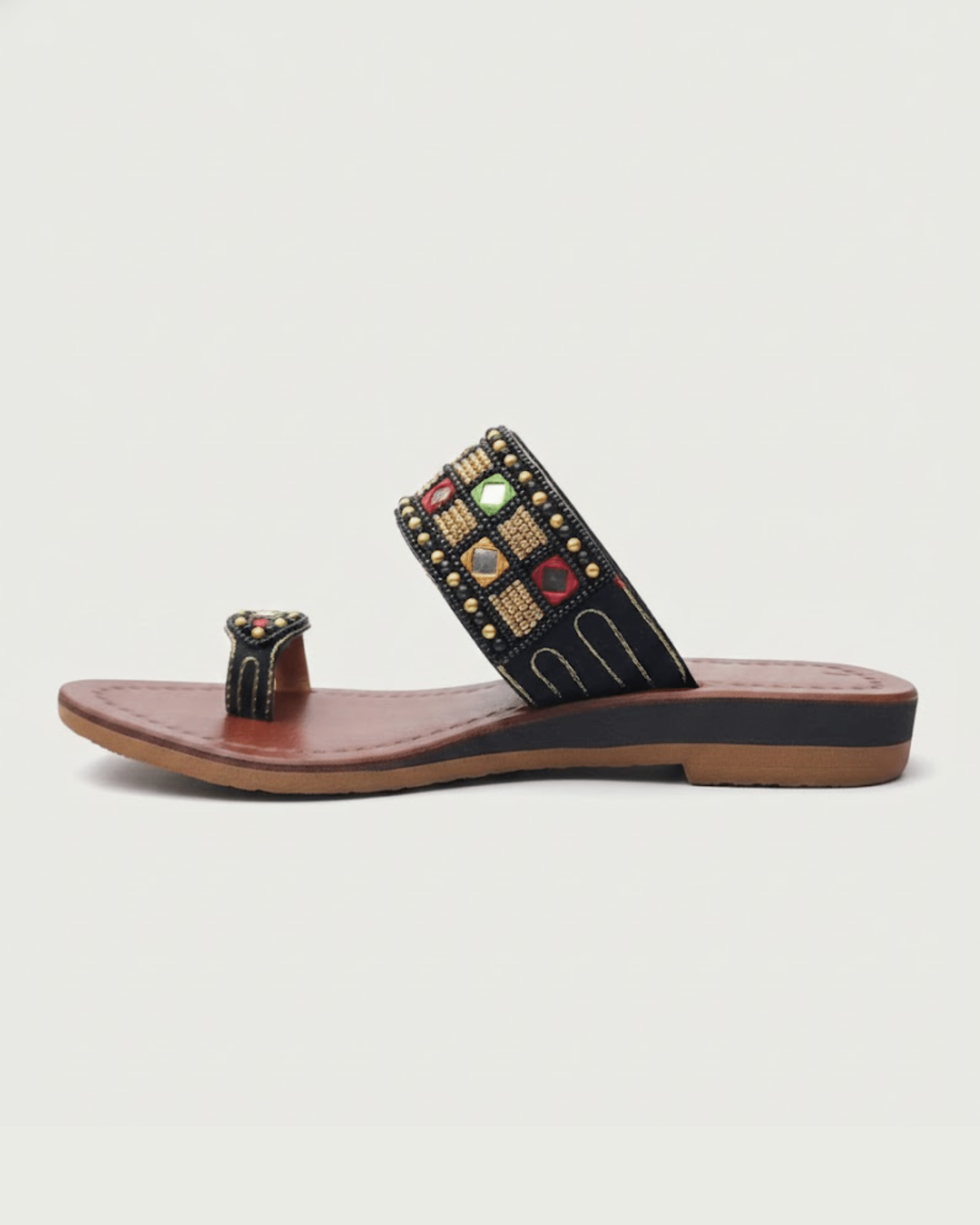 Naaz Mode New Edition Women Karchupi Leather Footbad Sandal - BlackBole