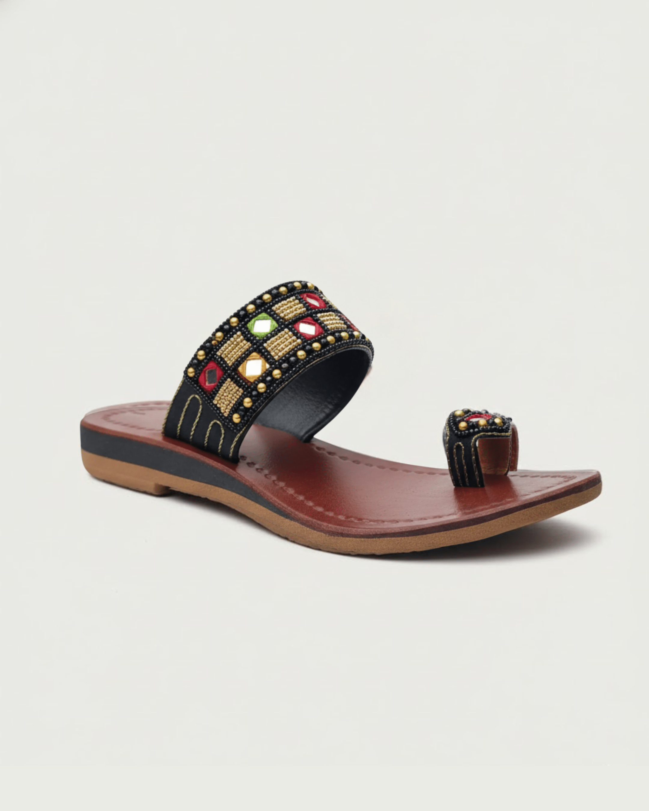 Naaz Mode New Edition Women Karchupi Leather Footbad Sandal - BlackBole