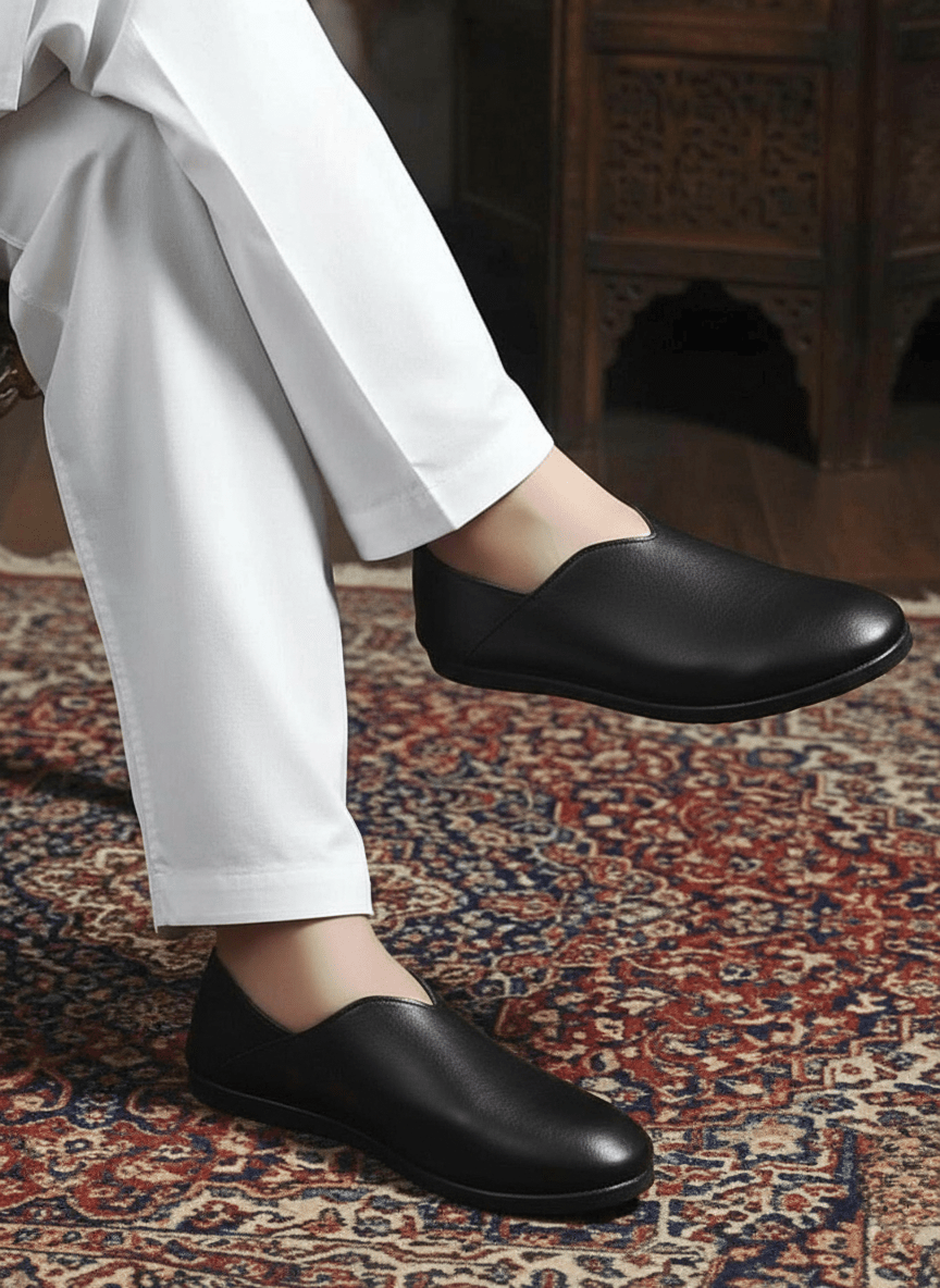 Nawabi Pakistani Punjabi Shoe - BlackBole