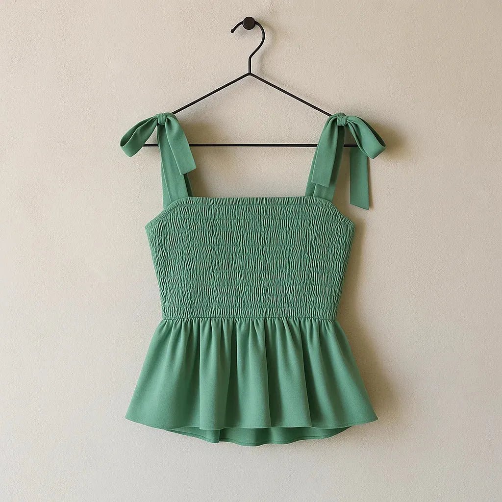 Off the shoulder strap top with drawstring and gathered peplum hem (Code-SY17) - BlackBole