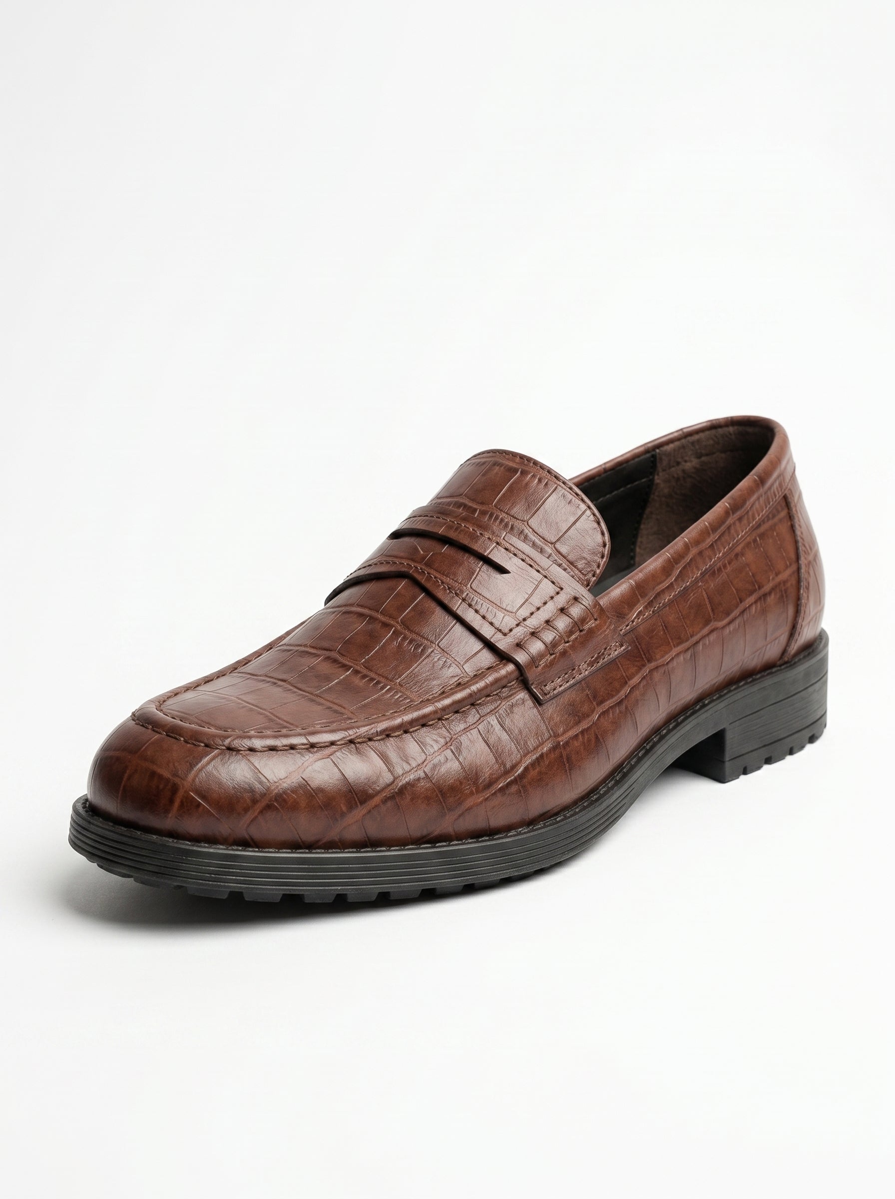 Penny Chunky Loafer – Crocodile Pattern Edition - BlackBole
