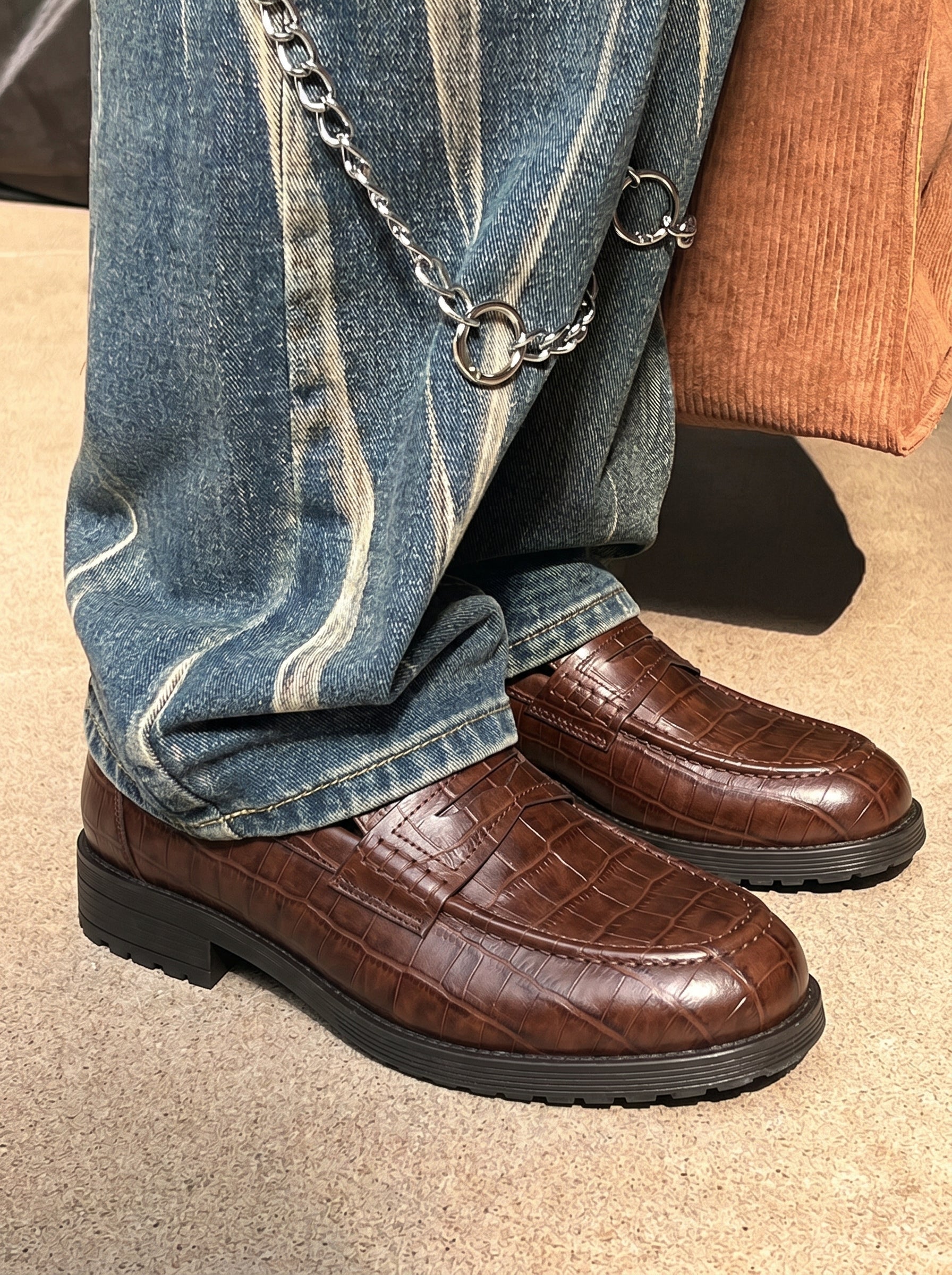 Penny Chunky Loafer – Crocodile Pattern Edition - BlackBole