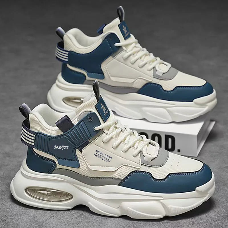 Air Bubble High-Top Sneaker in beige blue