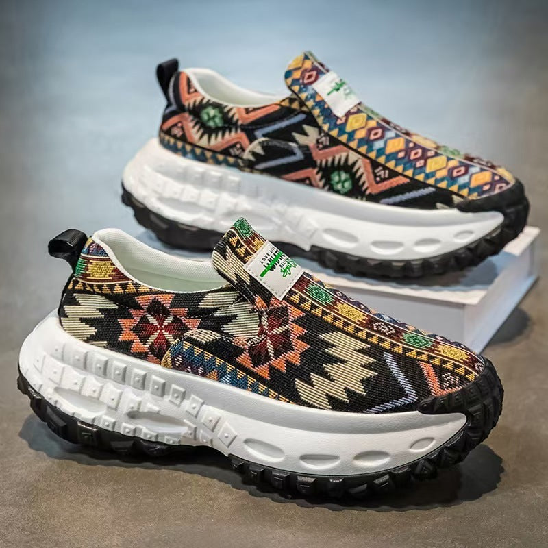 Aztec Print Platform Slip-On in black