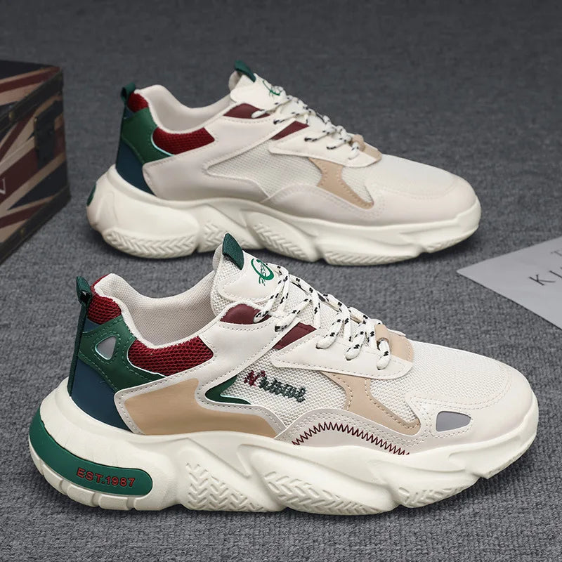 Colour Block Dad Sneaker in beige red