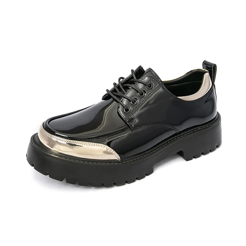 Metal Toe Platform Derby in black