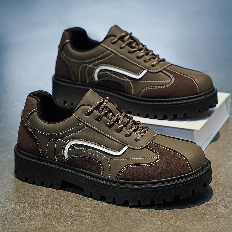 Retro Chunky Sole Sneaker in brown, pair on a stand